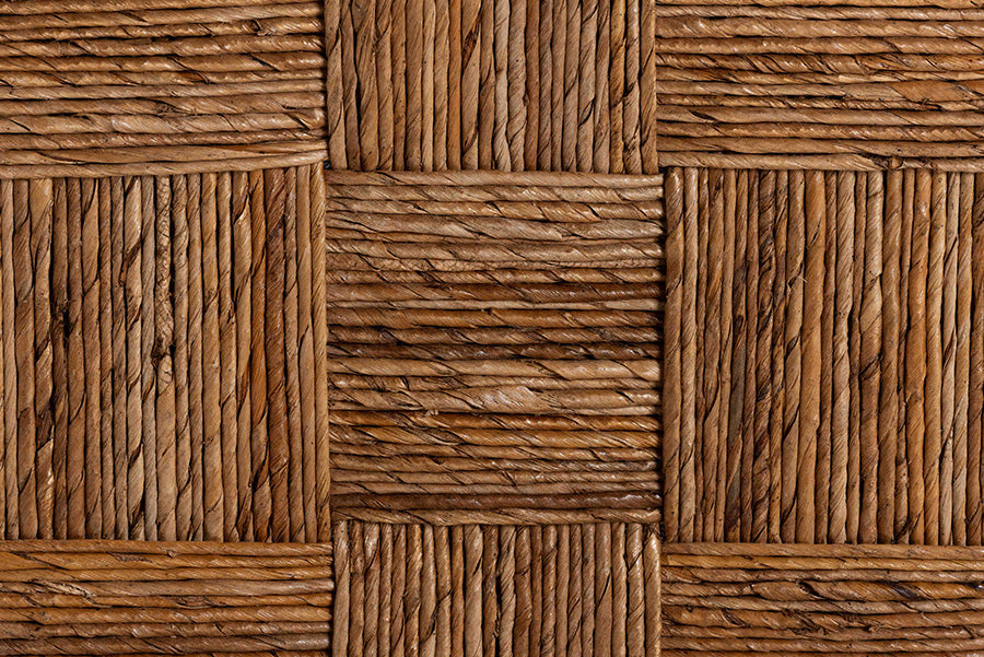 Raniya Handwoven Seagrass Dining Chair Set of 2- Solid Mango Wood Frame with Woven Seat and Backrest, Rustic Boho Style Kitchen or Dining Room Seating, Black