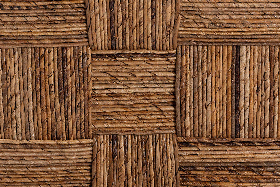 Raniya Seagrass Counter Stool Set of 2 - Solid Mango Wood Frame with Woven Seat and Backrest, Rustic Boho Style Dining or Kitchen Island Seating, Black