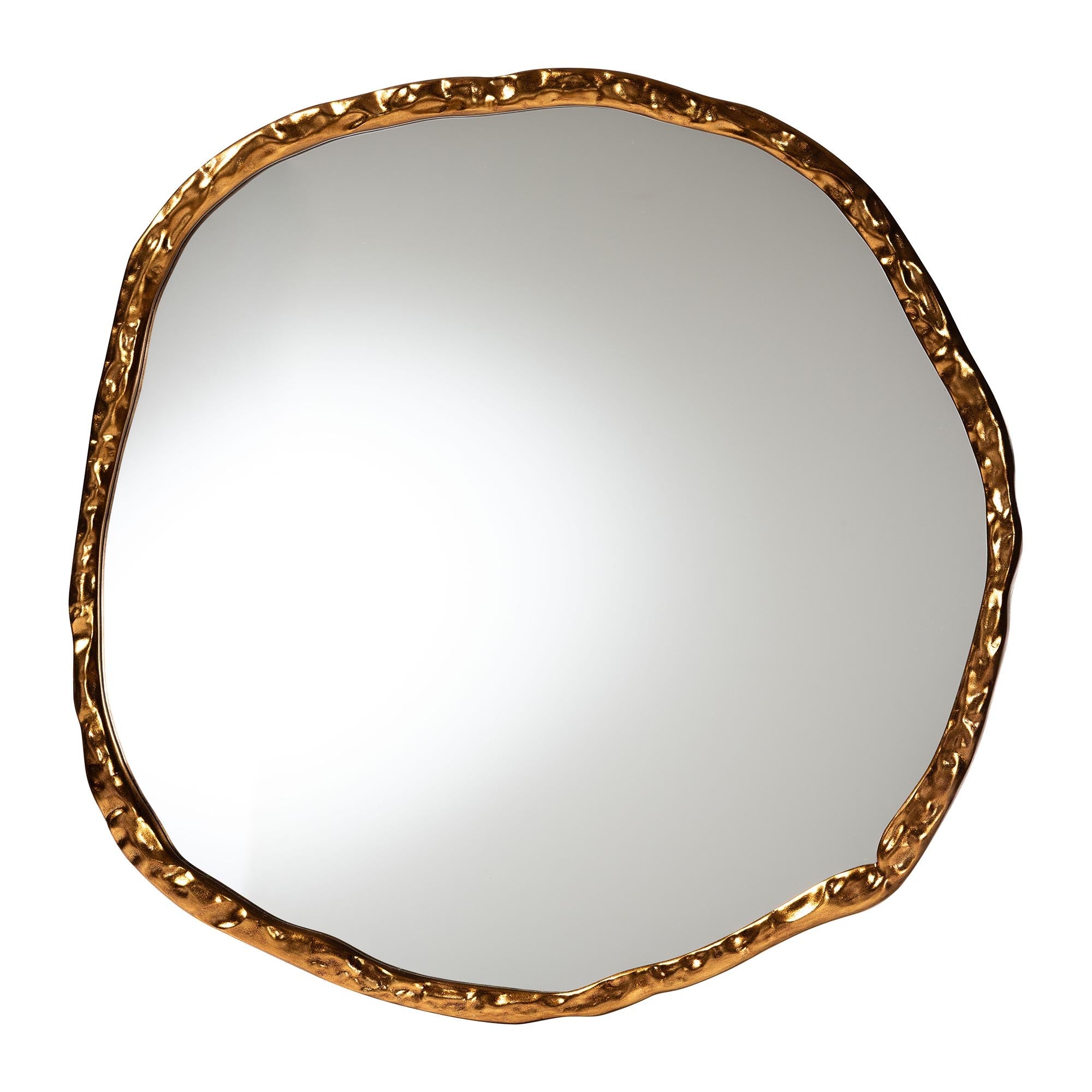 Urania Wall Mirror - Irregular Shape Accent Mirror with Antique Goldleaf Frame, Modern Accent for Living Room, Entryway, or Bedroom Decor