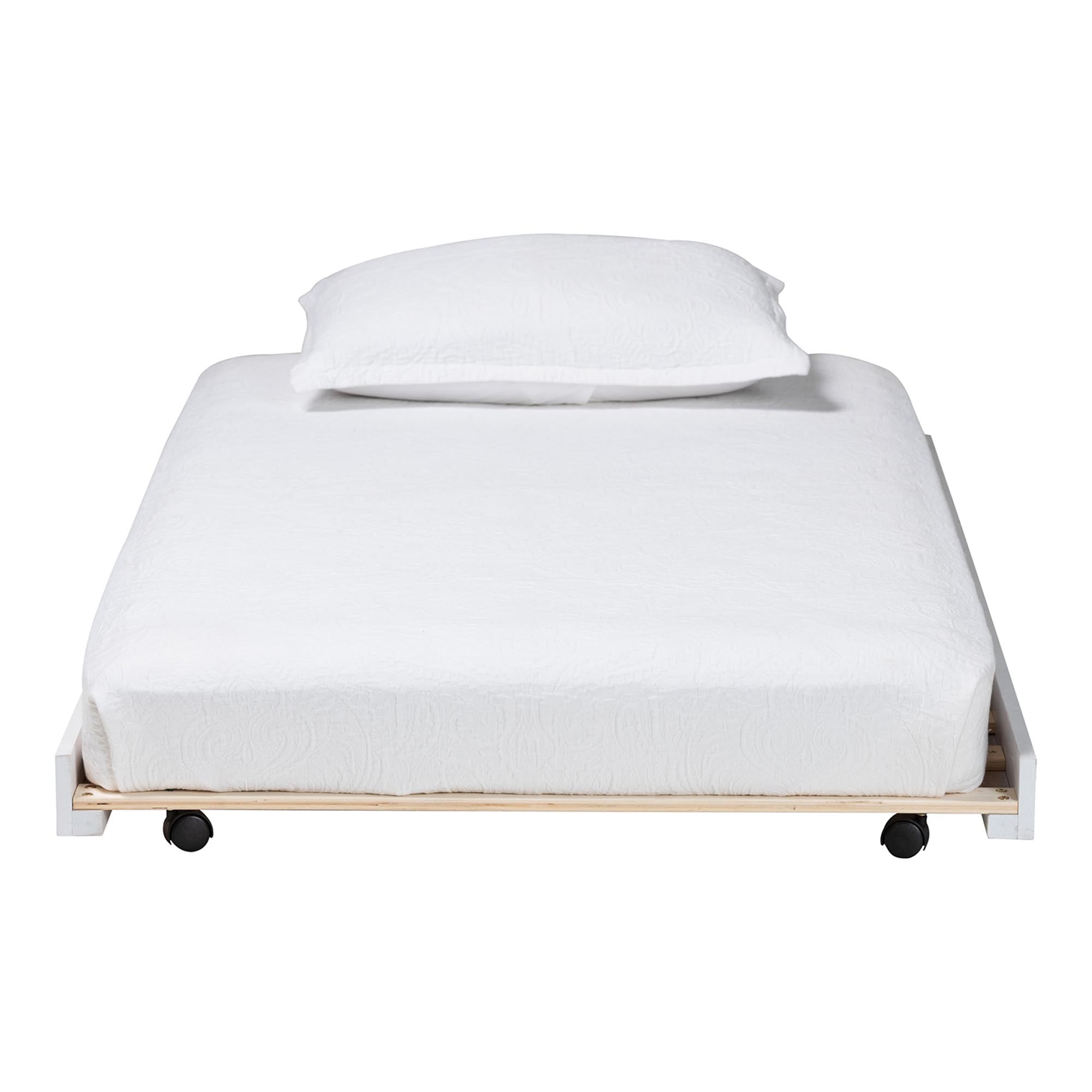 Lucera Trundle - Underbed Low-Profile Rolling Base for Daybeds and Guest Rooms, Twin, White