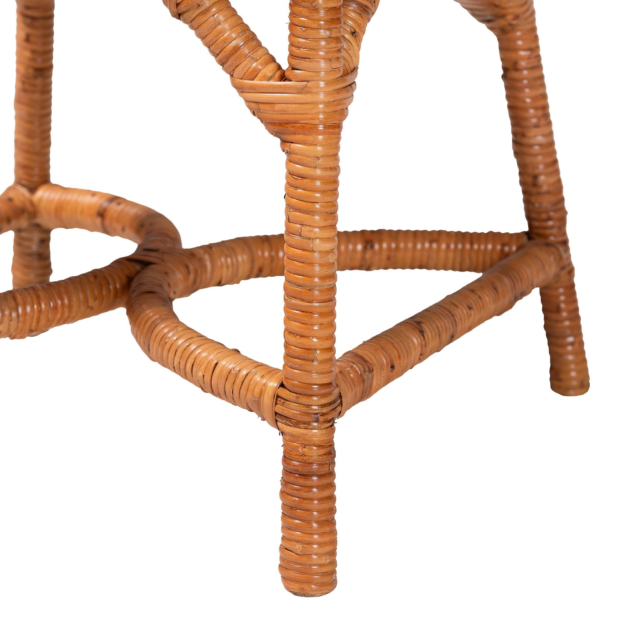 bali & pari Alondra Natural Rattan Dining Chair - Handwoven Wicker Side Chair with Removable Cushion, Coastal Boho Kitchen or Dining Room Seating