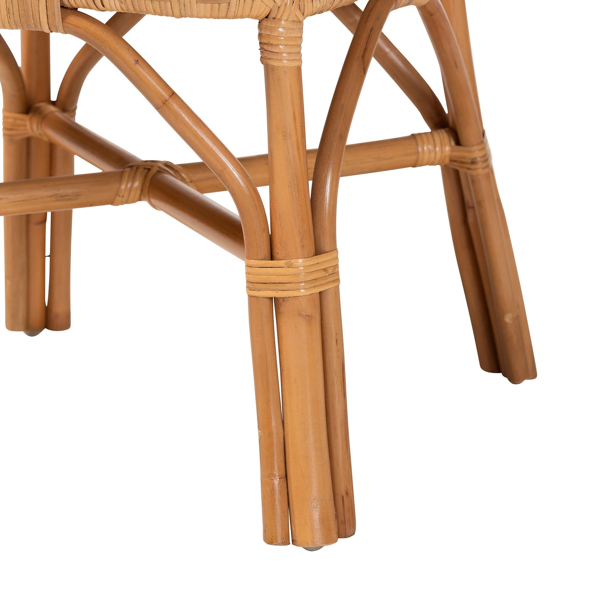 Adam Natural Rattan Dining Chair with Curved Backrest and Removable Cushion - Handwoven Wicker Accent Chair for Dining Room or Kitchen