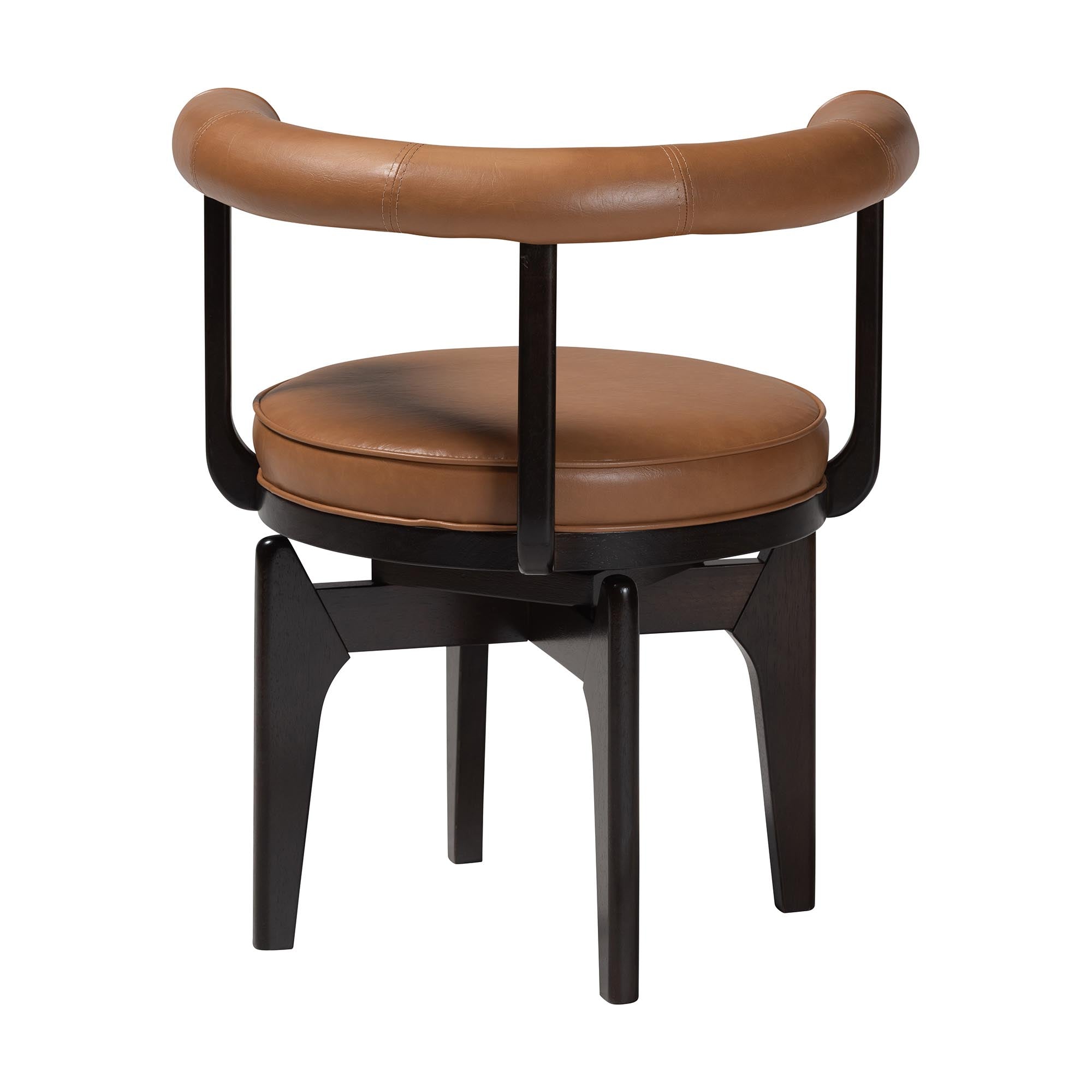 Delacruz Swivel Dining Chair - Round Open Back Accent Chair with Faux Leather Upholstery, Modern Contemporary Seating for Kitchen or Dining Room