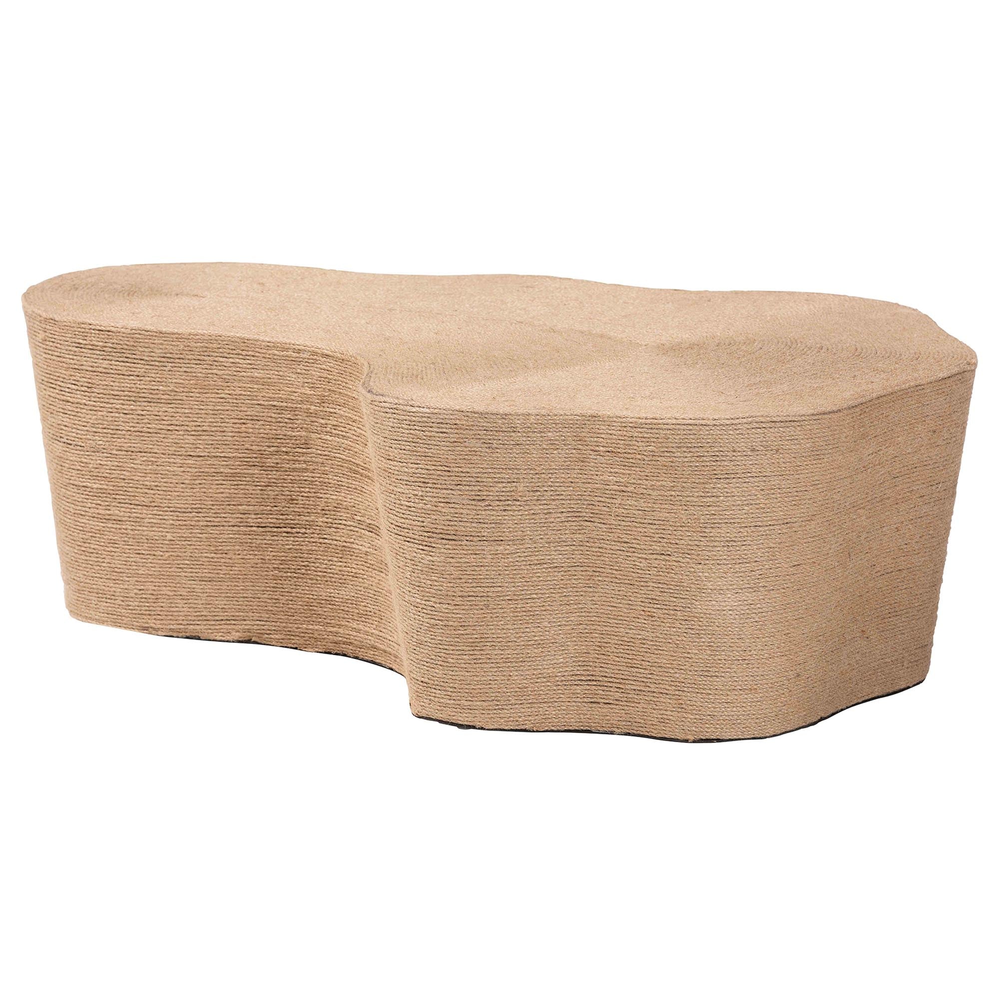 bali & pari Edna Natural Jute Coffee Table - Textured Handwoven Irregular Shape Cocktail Table for Living Room or Lounge