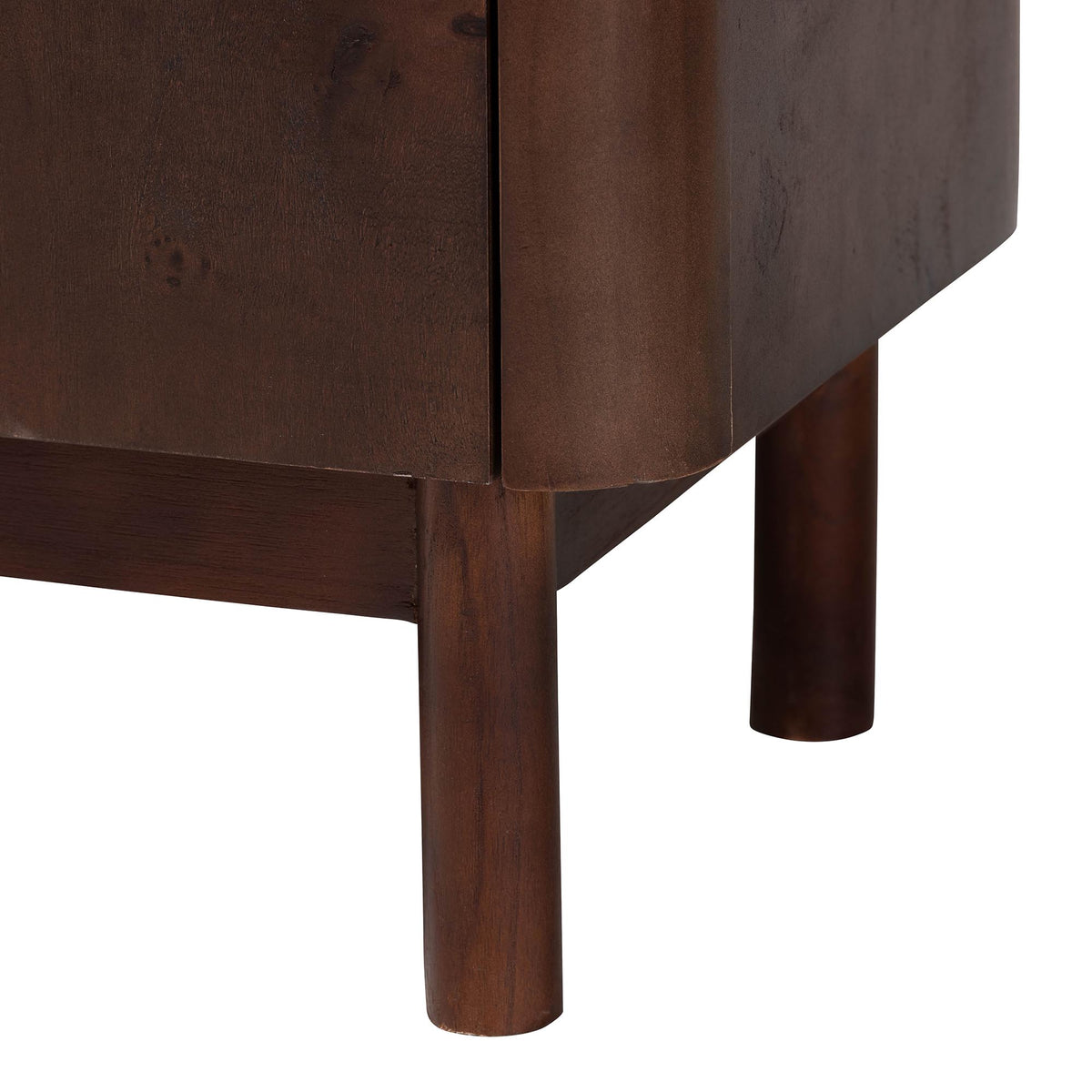 Latika Real Burl Wood Storage Cabinet in Dark Walnut Brown - Modern Accent Cupboard with Double Doors and Brass Handles, Elegant Sideboard for Entryway, Living Room, or Dining Area