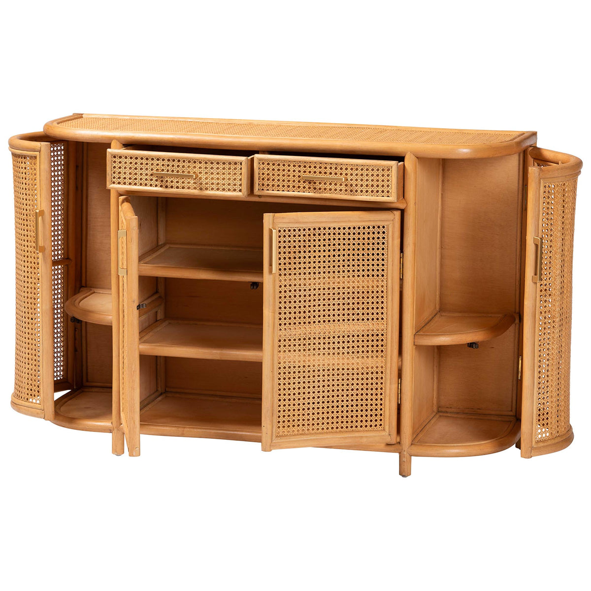 McKenna Natural Rattan Sideboard - Handwoven Wicker Buffet Credenza, Boho Coastal Style for Dining or Living Room, 2-Drawer