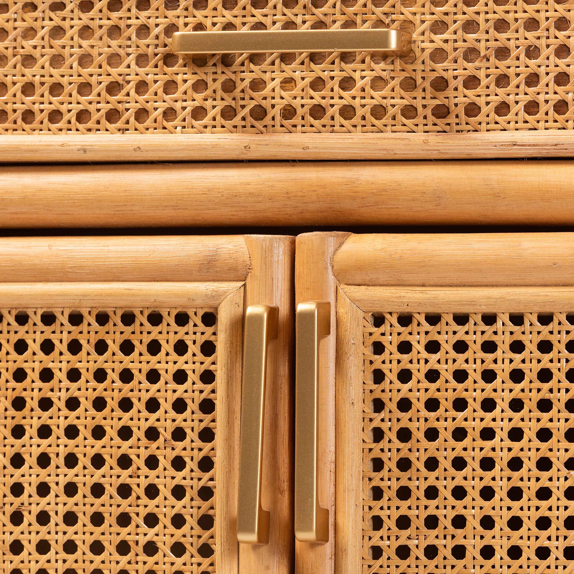 bali & pari McKenna Natural Rattan Storage Cabinet - Handwoven Wicker Accent Cabinet, Boho Coastal Style for Living Room or Entryway, 1-Drawer