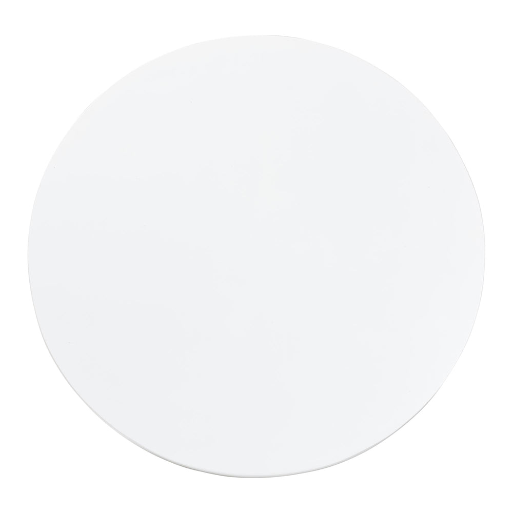 Parvana Round Coffee Table with Fluted Pedestal Base - Contemporary White Resin Accent Table