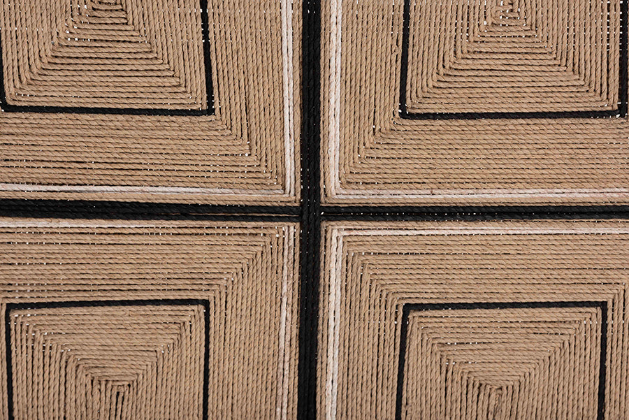 bali & pari Prita Woven Paper Loom Bench with Mahogany Wood Frame - Handcrafted Accent Seating for Dining Room or Entryway, Black