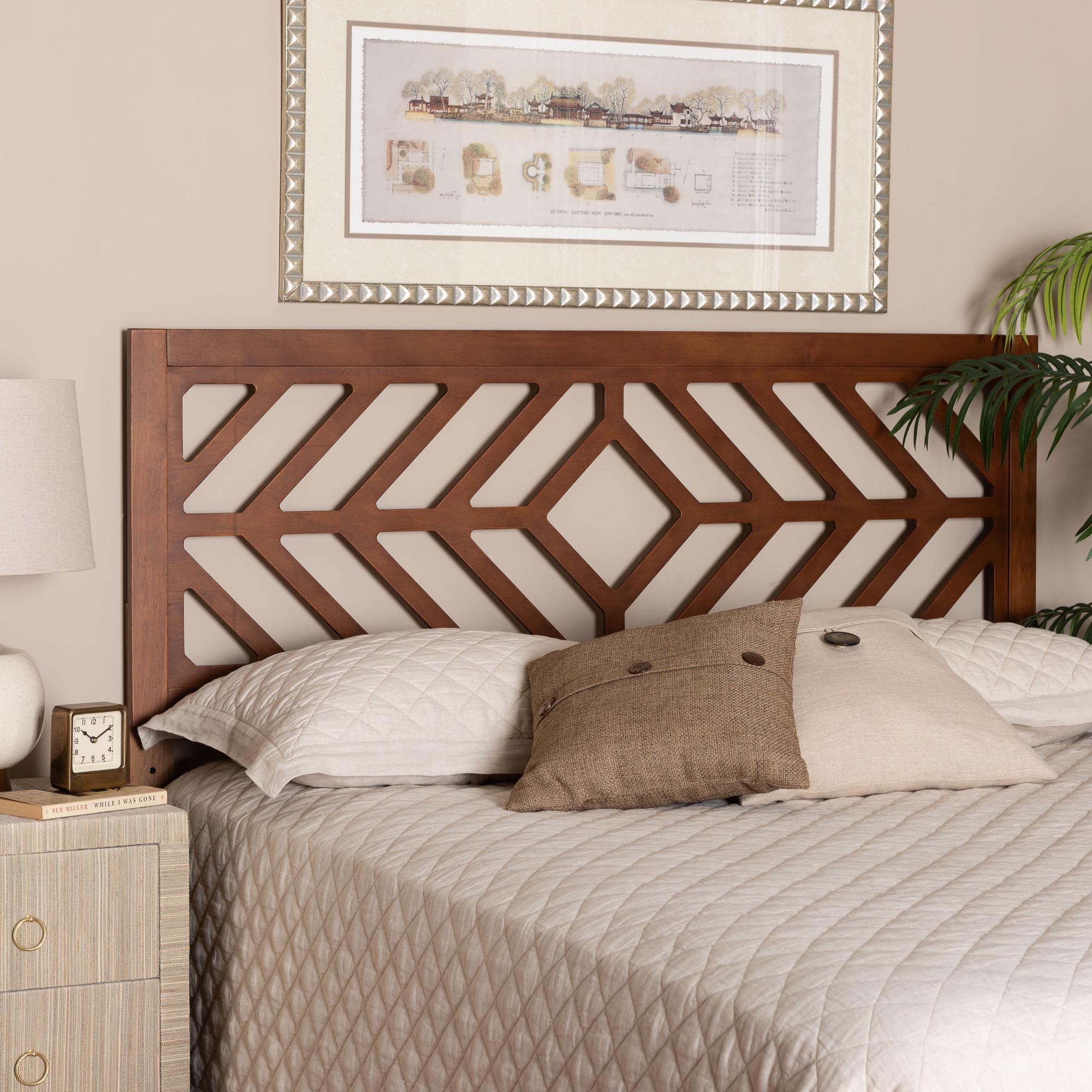 Olsen Wood Headboard with Geometric Cutout Design - Modern Decorative Panel for Bed Frame, Contemporary Bedroom Accent with Adjustable Height, Queen