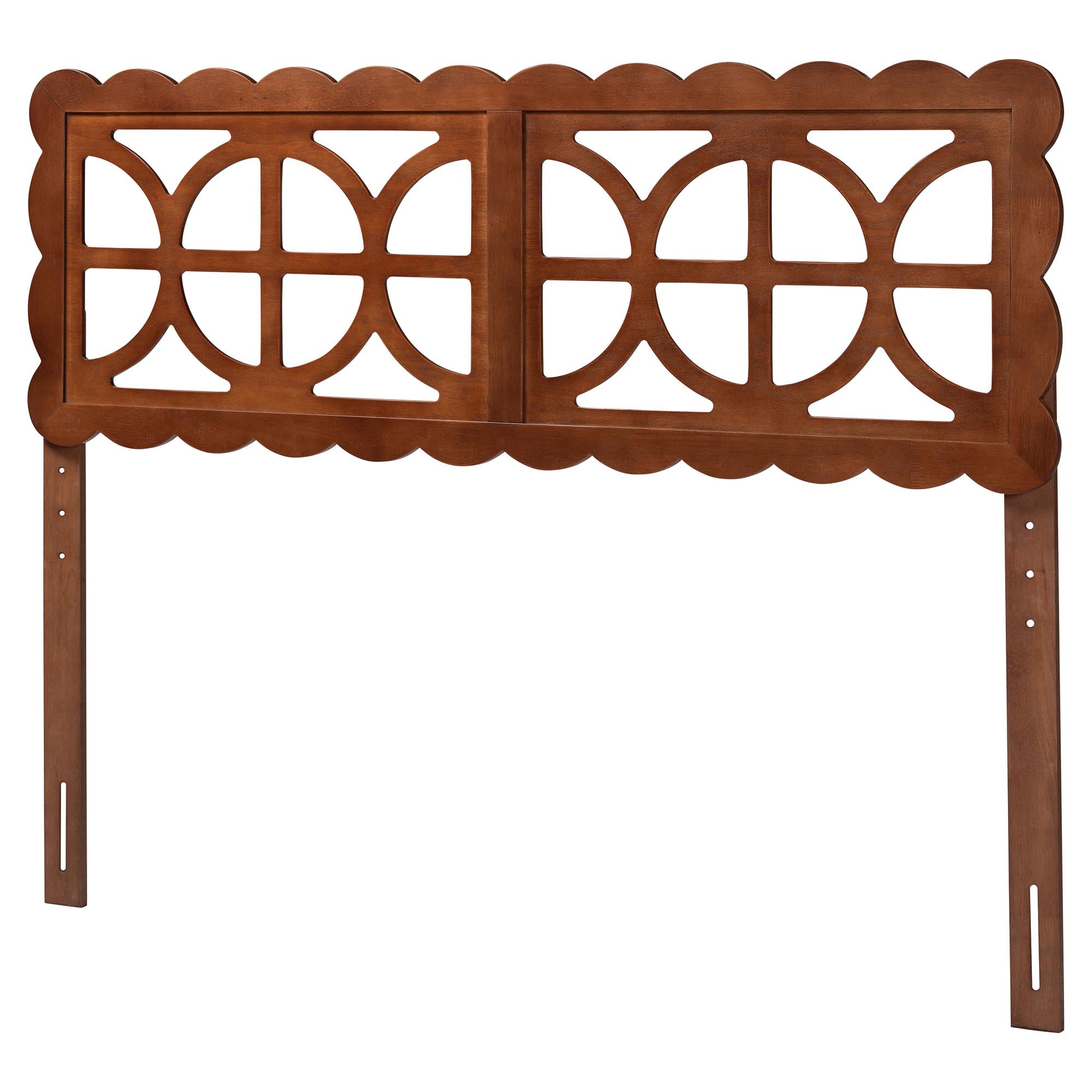 Nansen Wood Headboard with Scalloped Frame - Geometric Cutout Decorative Panel for Bed Frame, Modern Coastal Bedroom Accent with Adjustable Height, Queen, Walnut