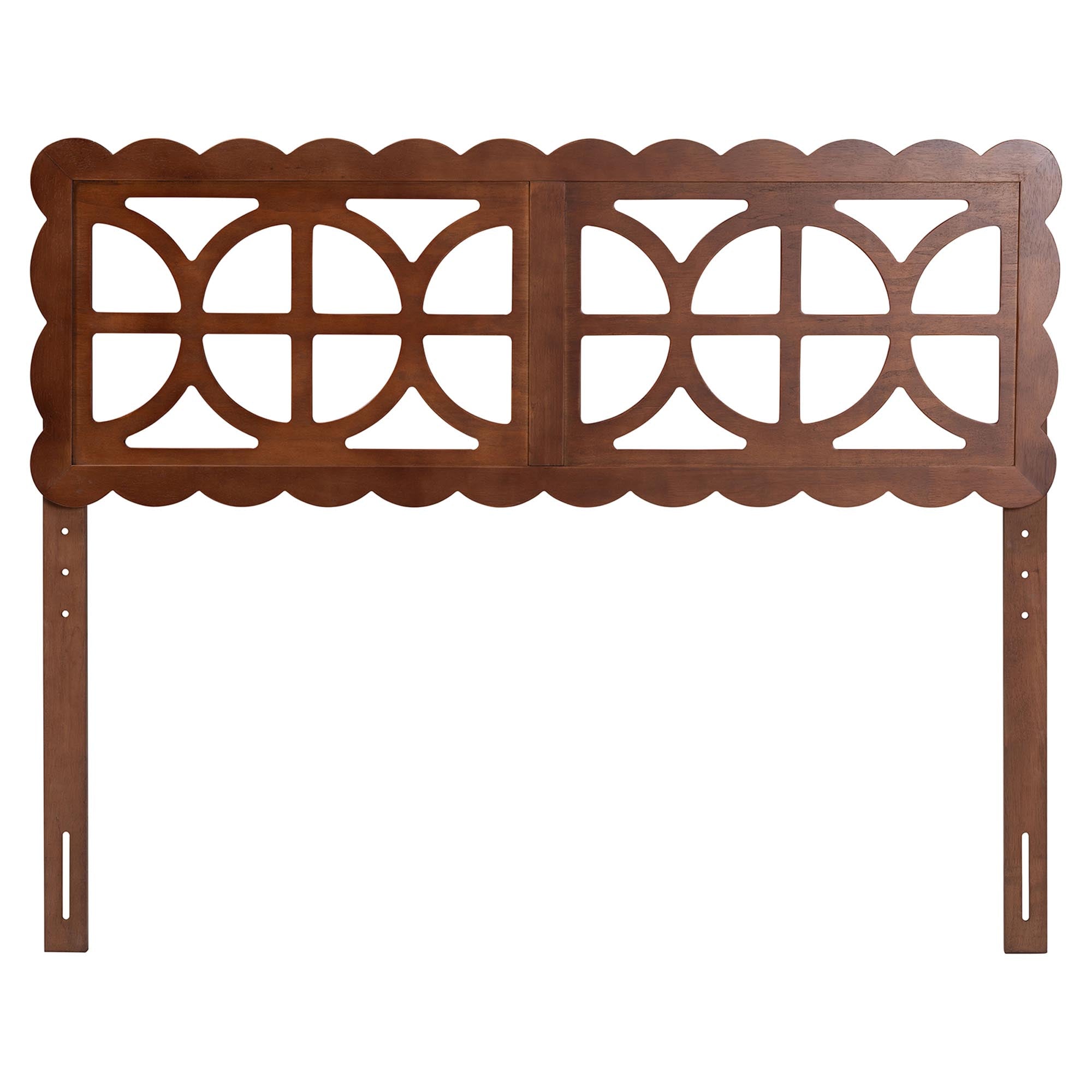 Nansen Wood Headboard with Scalloped Frame - Geometric Cutout Decorative Panel for Bed Frame, Modern Coastal Bedroom Accent with Adjustable Height, Queen, Walnut