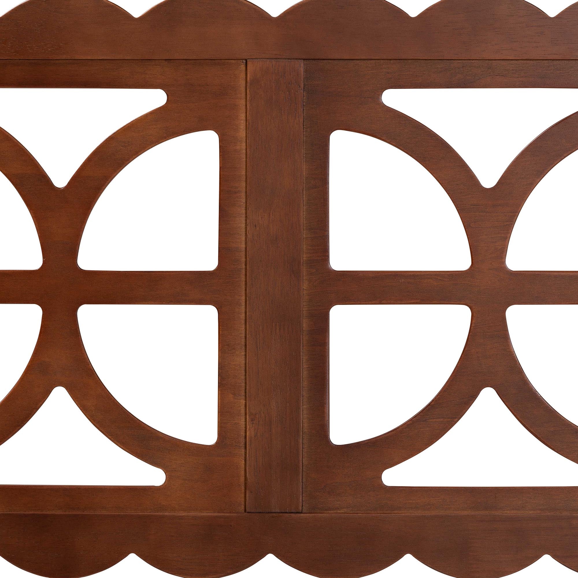 Nansen Wood Headboard with Scalloped Frame - Geometric Cutout Decorative Panel for Bed Frame, Modern Coastal Bedroom Accent with Adjustable Height, Queen, Walnut