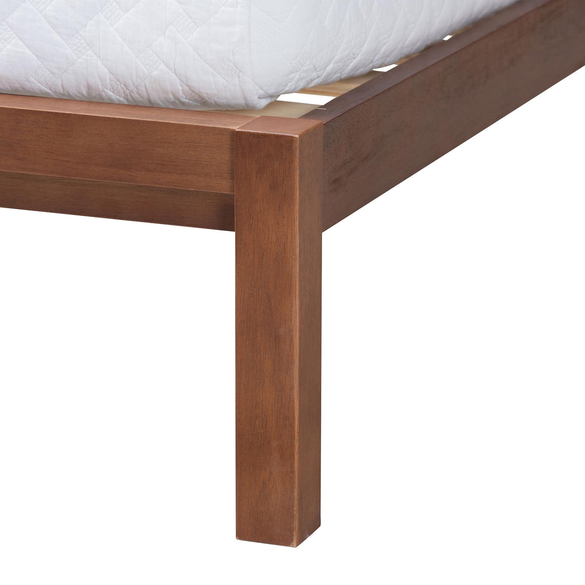 Raewyn Wood Platform Bed -  Low Profile Bed Frame with Decorative Rattan Weave Inlay and Rounded Headboard, Queen