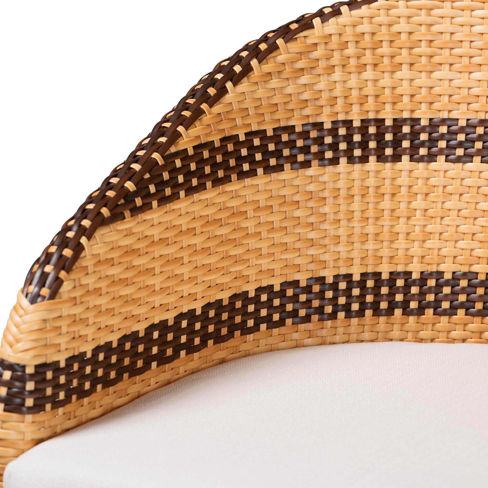 Elma Rattan Counter Stool with Cushion - Barrel-Back Counter Chair with Synthetic Woven and Natural Rattan Frame, Boho Coastal Style Seating for Kitchen or Lounge