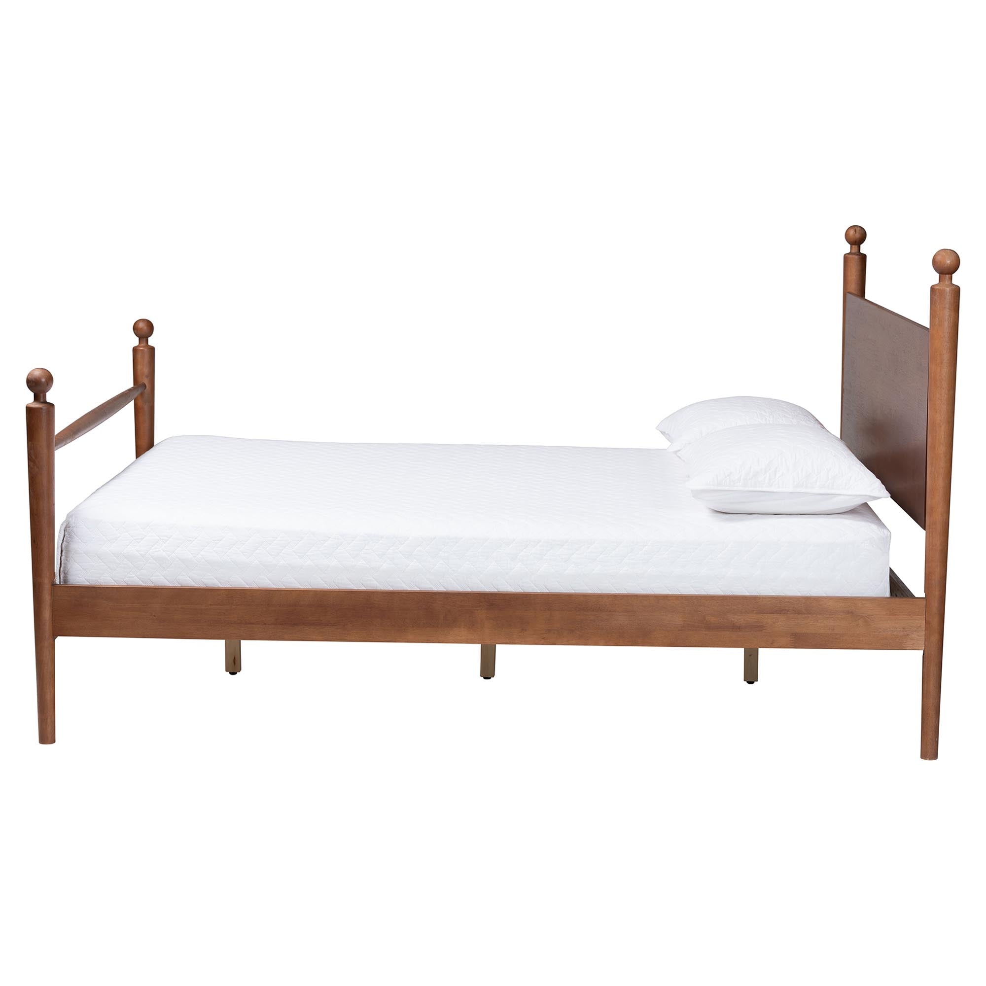 Gianetta Wood Platform Bed - Traditional Poster Bed Frame with Panel Headboard and Low Profile Footboard, Classic Bedroom Furniture, Queen