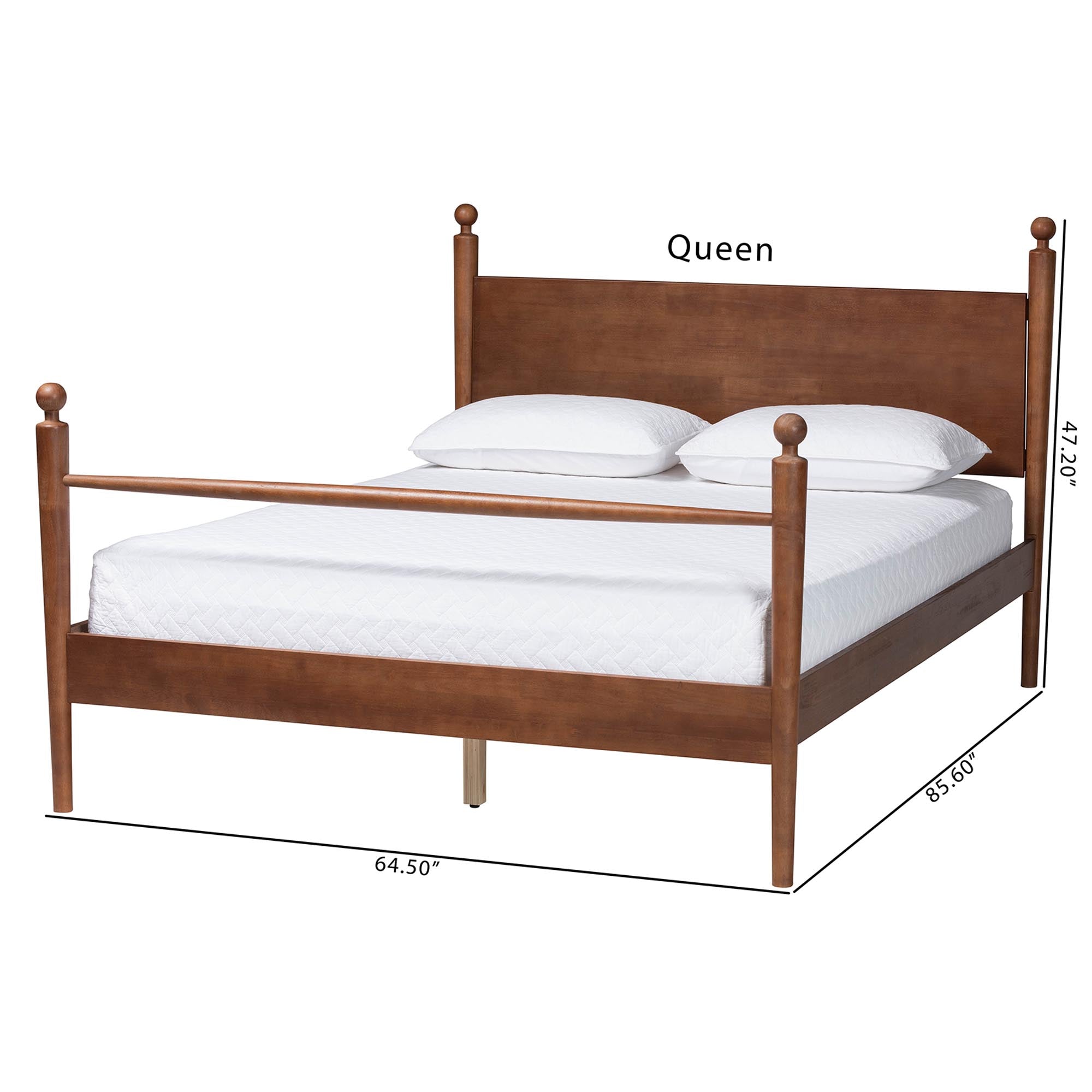 Gianetta Wood Platform Bed - Traditional Poster Bed Frame with Panel Headboard and Low Profile Footboard, Classic Bedroom Furniture, Queen