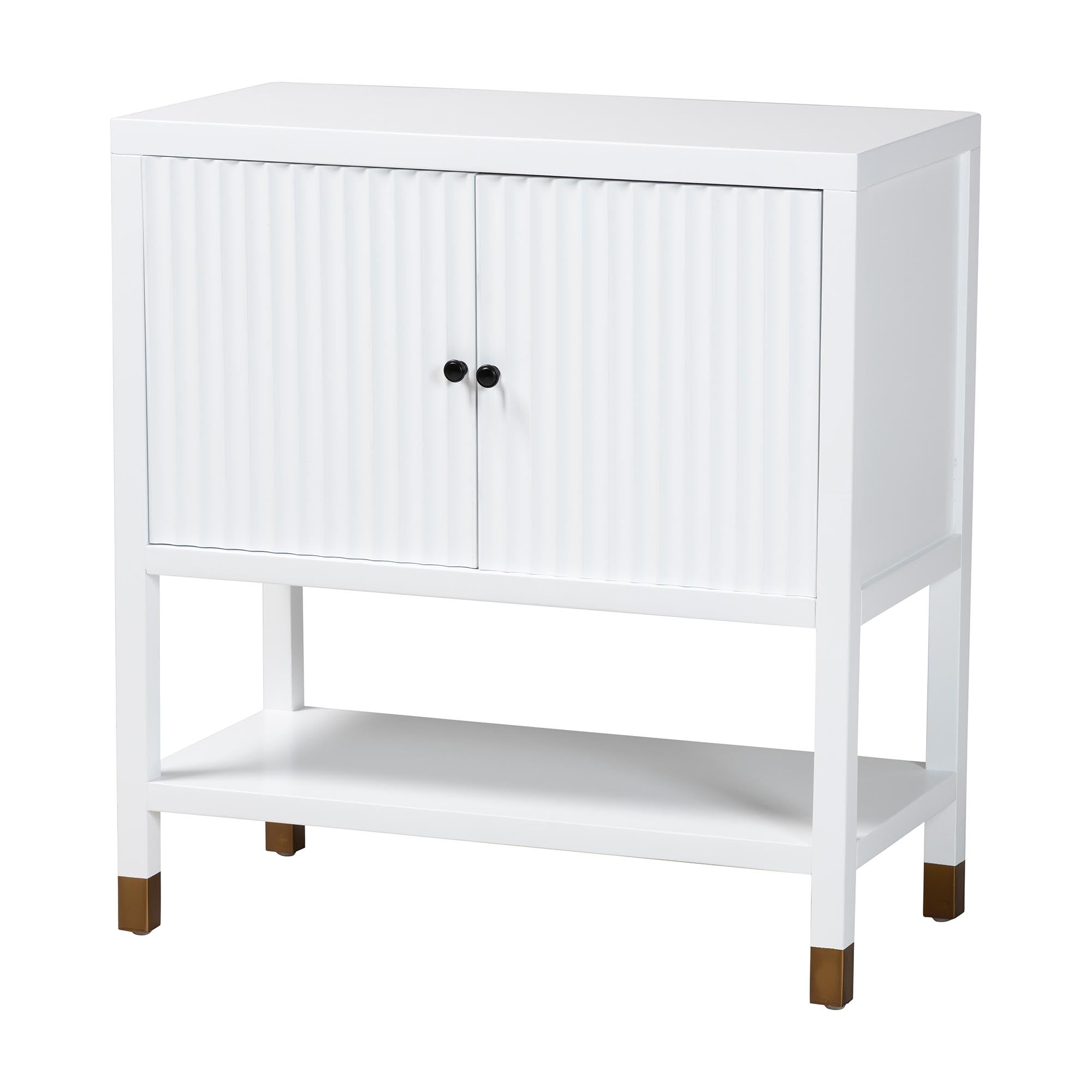 bali & pari Aiden Fluted Sideboard -  2-Door Accent Storage Cabinet with Open Shelf and Raised Legs, Compact Entryway or Dining Room Cabinet