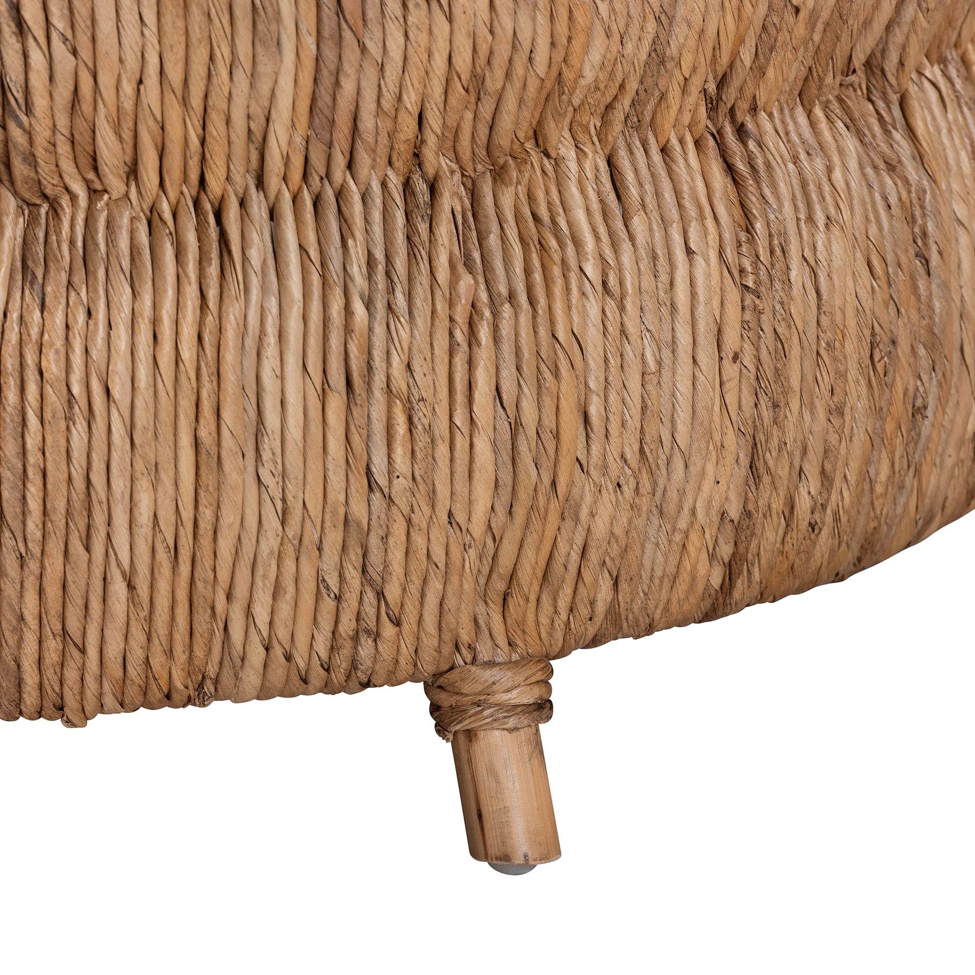 Roma Rattan and Seagrass Coffee Table - Low Profile Boho Accent Table with Textured Design and Natural Finish, Handcrafted Rattan Centerpiece for Living Room or Lounge