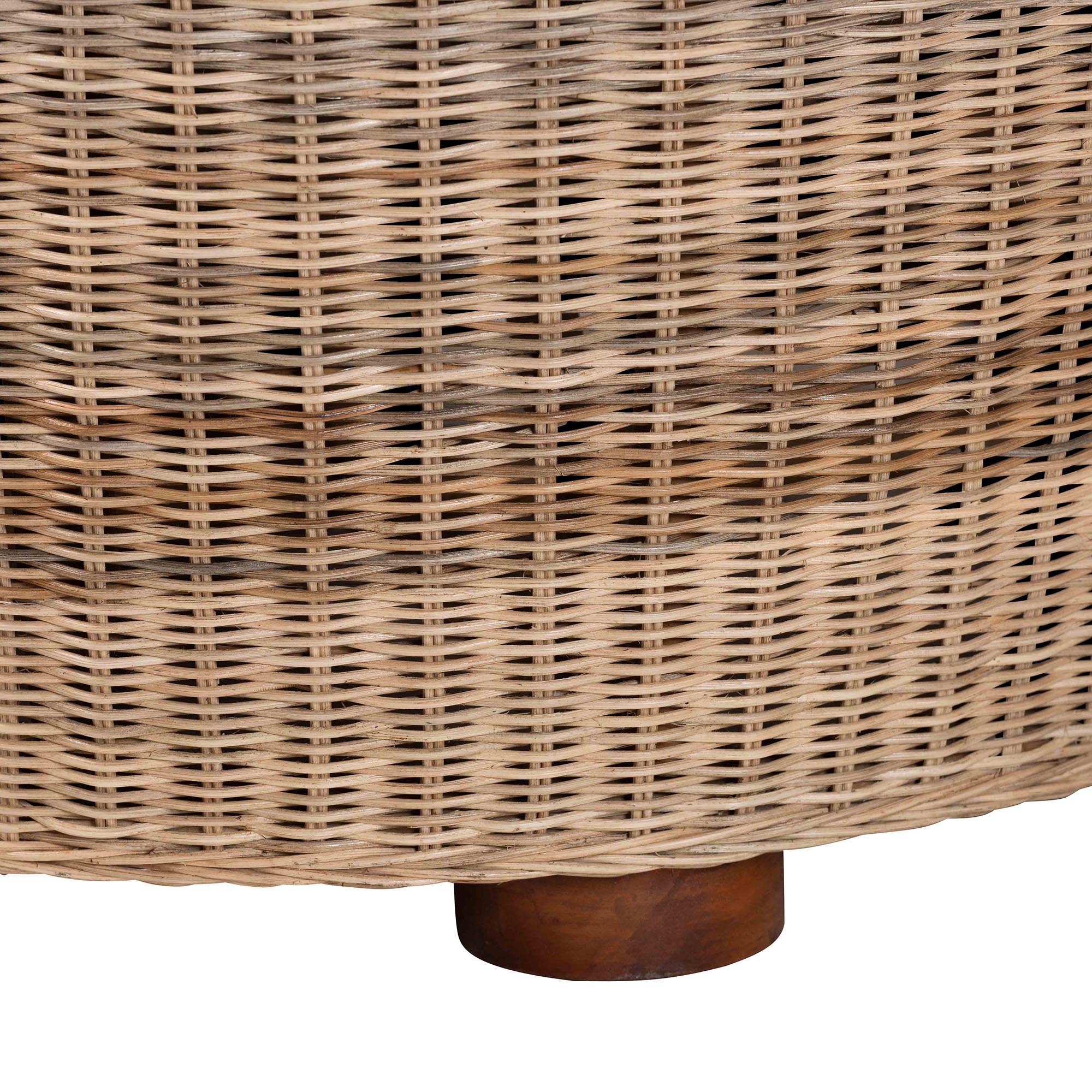 Hosanna Natural Rattan Coffee Table - Handwoven Wicker Accent Table with Textured Spiral Top for Living Room or Lounge