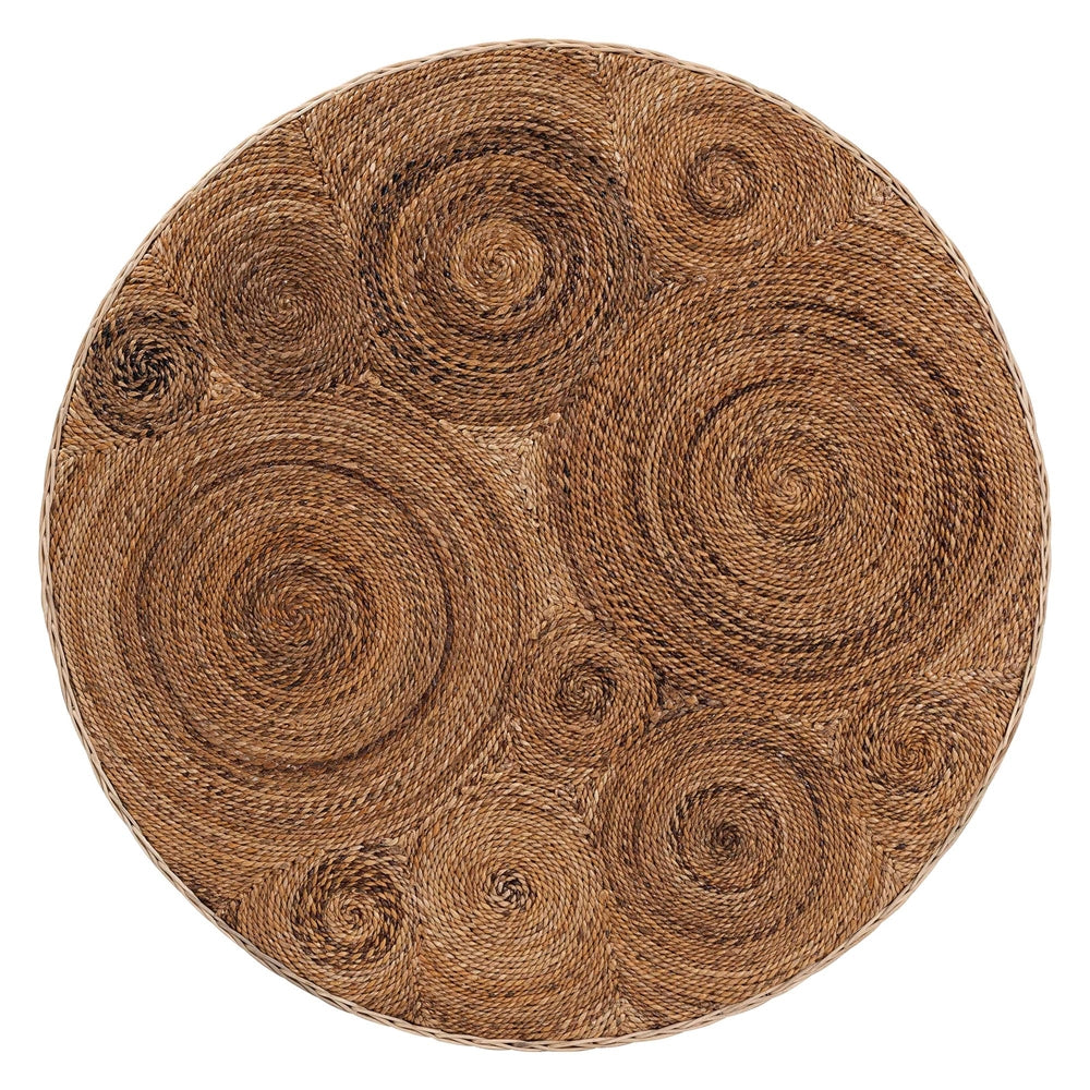 Hosanna Natural Rattan Coffee Table - Handwoven Wicker Accent Table with Textured Spiral Top for Living Room or Lounge