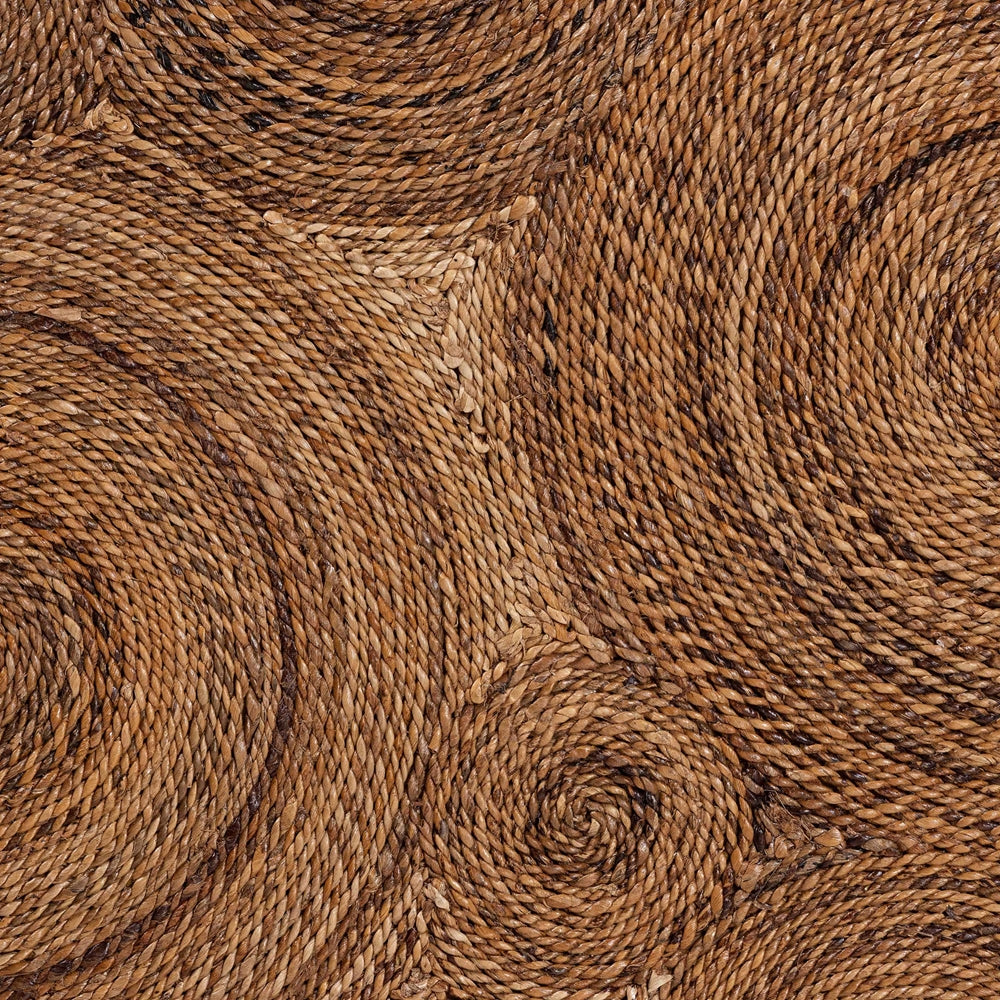 Hosanna Natural Rattan Coffee Table - Handwoven Wicker Accent Table with Textured Spiral Top for Living Room or Lounge