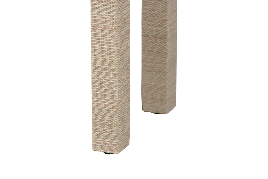 Noah Grasscloth 2-Drawer Console Table - Woven Texture Entryway Table with Gold Ring Pulls, Narrow Hallway or Living Room Accent Table, Beige