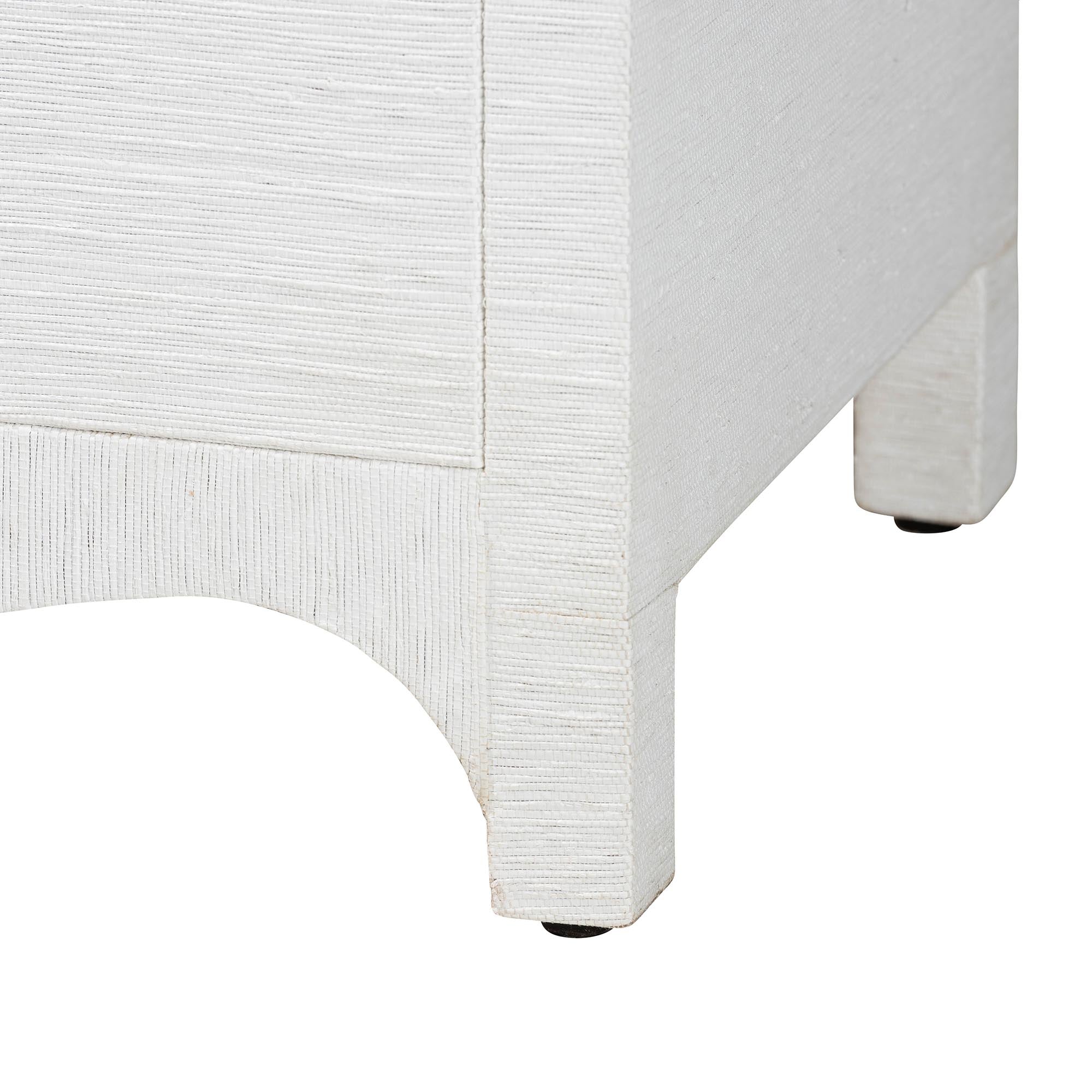 Ximena Grasscloth Storage Cabinet - 2-Door Woven Accent Cabinet with Gold Ring Pulls for Living Room, Bedroom, or Entryway
