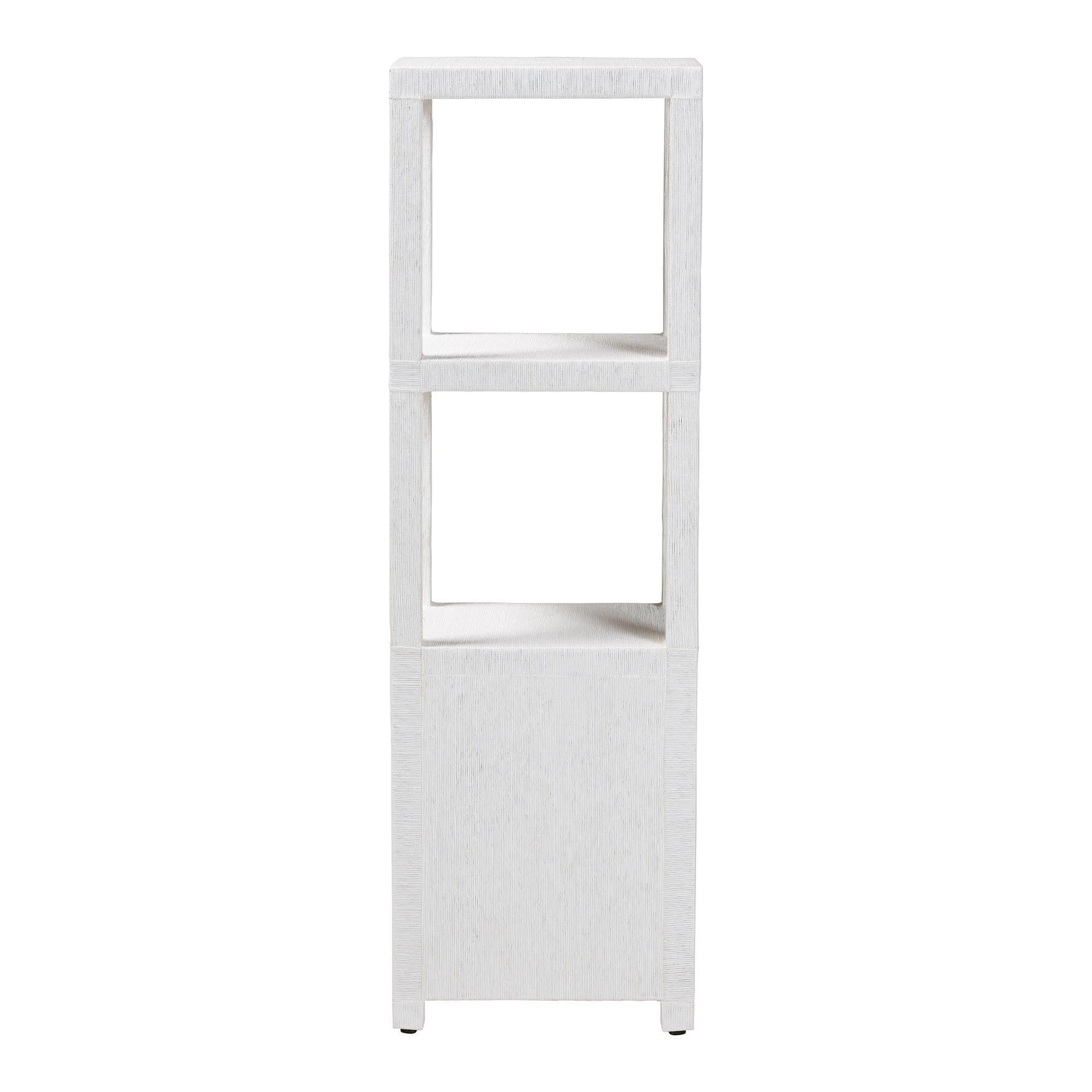 Xavier Grasscloth Tall Storage Cabinet - Woven Accent Displaying Tower Bookcase with Open Shelves and Drawers, Space-Saving Organizer for Living Room, Bedroom, or Entryway