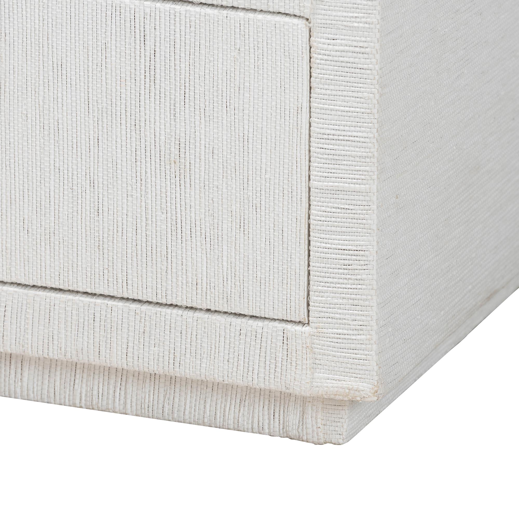 Kai Grasscloth End Table - 2-Drawer Accent Table or Nightstand with Open Shelf, Handwoven Decor for Bedroom or Living Room