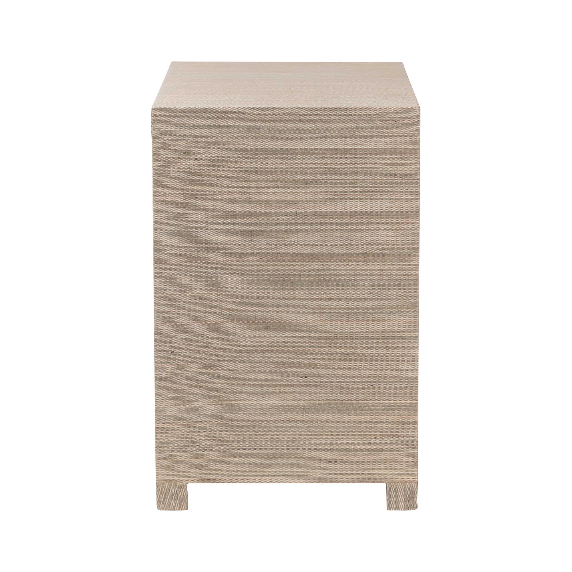 Halen Natural Grasscloth Storage Cabinet - Two-Door Console Storage Solution with Gold Ring Pulls, Modern Coastal Organizer for Entryway, Living Room or Bedroom