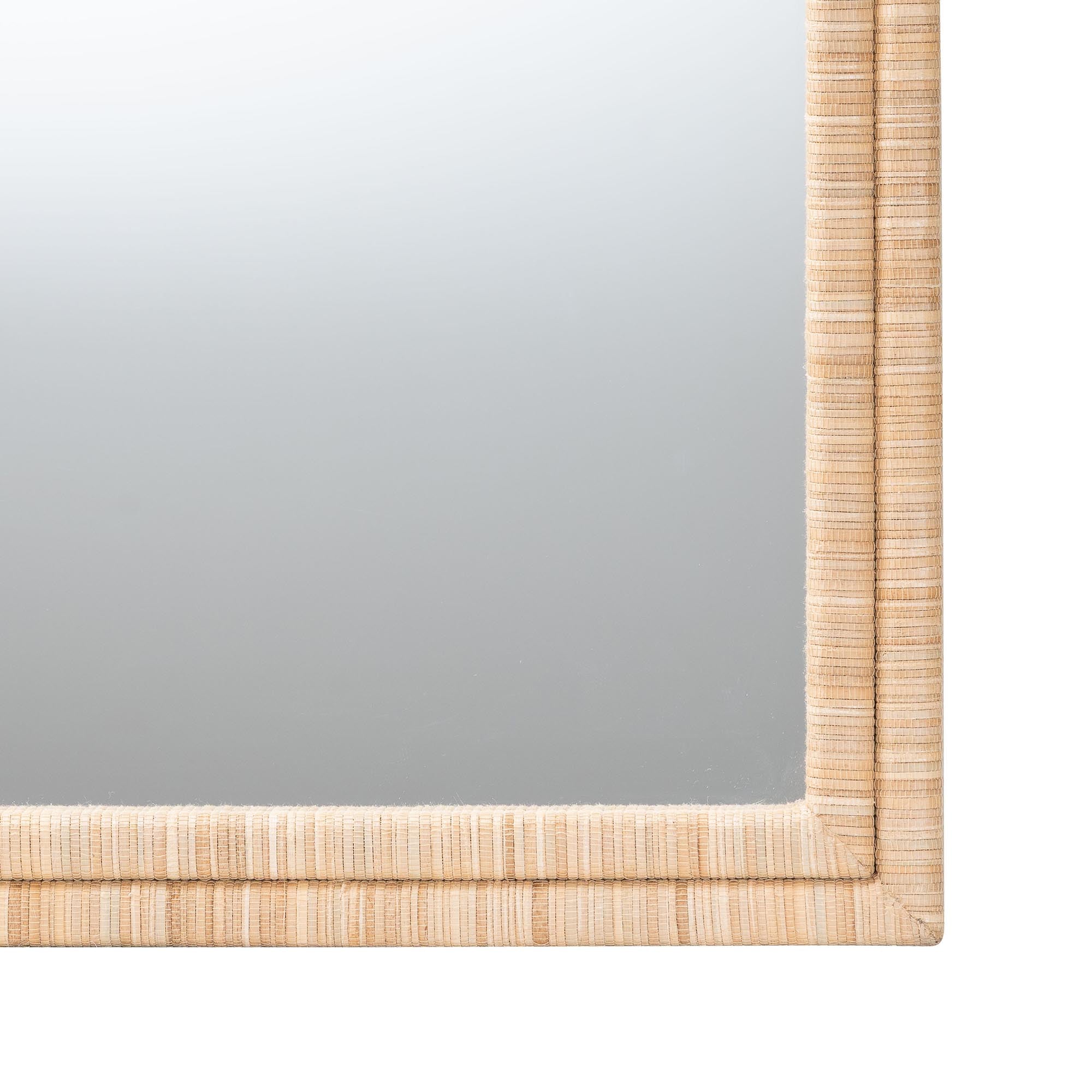 Canan Grasscloth Wall Mirror - Handwoven Rectangle Frame Accent Mirror for Bedroom, Entryway, or Living Room