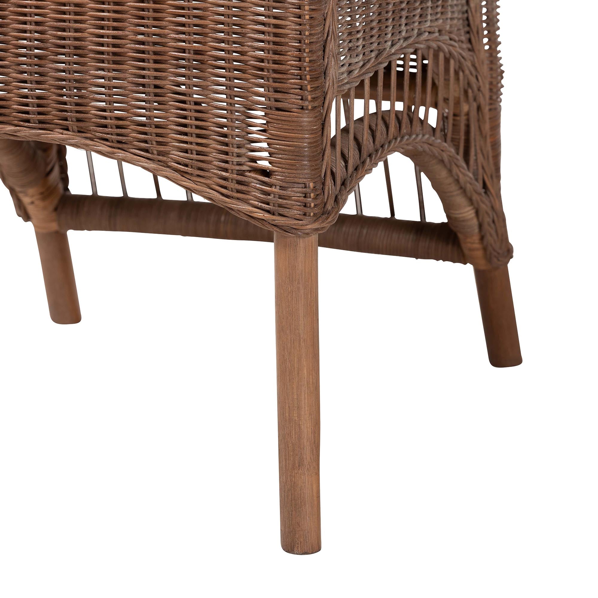 Raya Natural Rattan Dining Chair - Handcrafted Wicker Accent Chair with High Arched Back and Cushioned Seat, Boho Coastal Seating for Dining Room or Kitchen