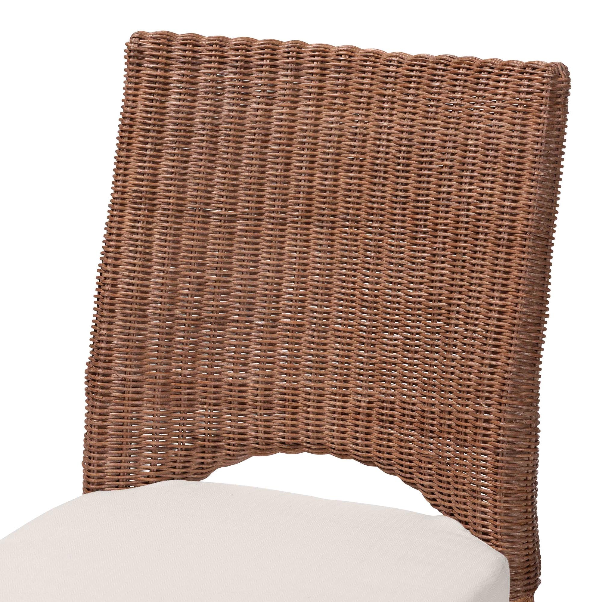 Rivan Natural Rattan Dining Chair - Handcrafted Wicker Accent Chair with Woven Back and Cushioned Seat, Boho Coastal Seating for Dining Room or Kitchen