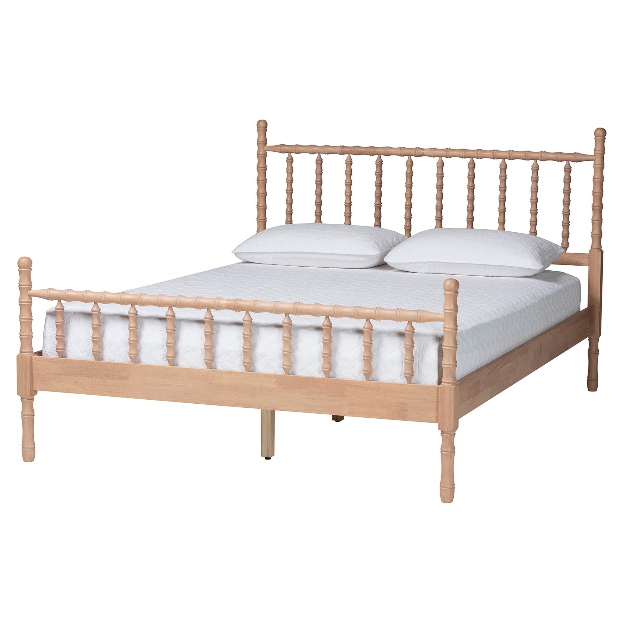 Laurent Platform Bed - Spindle Bed Frame with Bamboo-Style Turned Posts, Cottage Farmhouse Bedroom Furniture, Queen