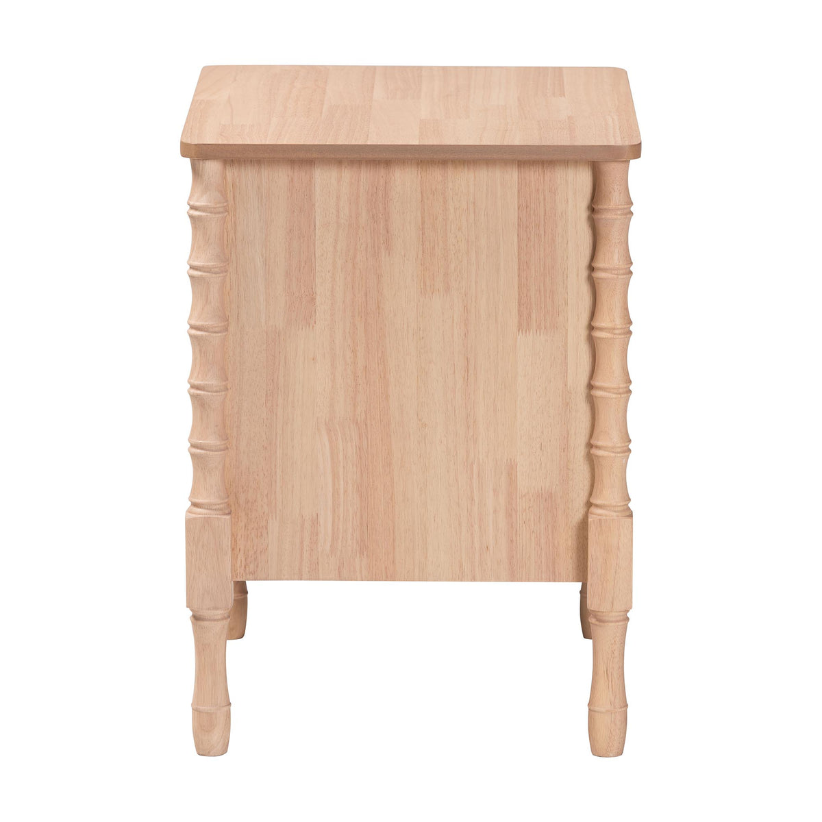 Laurent Nightstand - 2-Drawer Bedside Table with Bamboo-Style Turned Legs, Cottage Farmhouse End Table for Bedroom