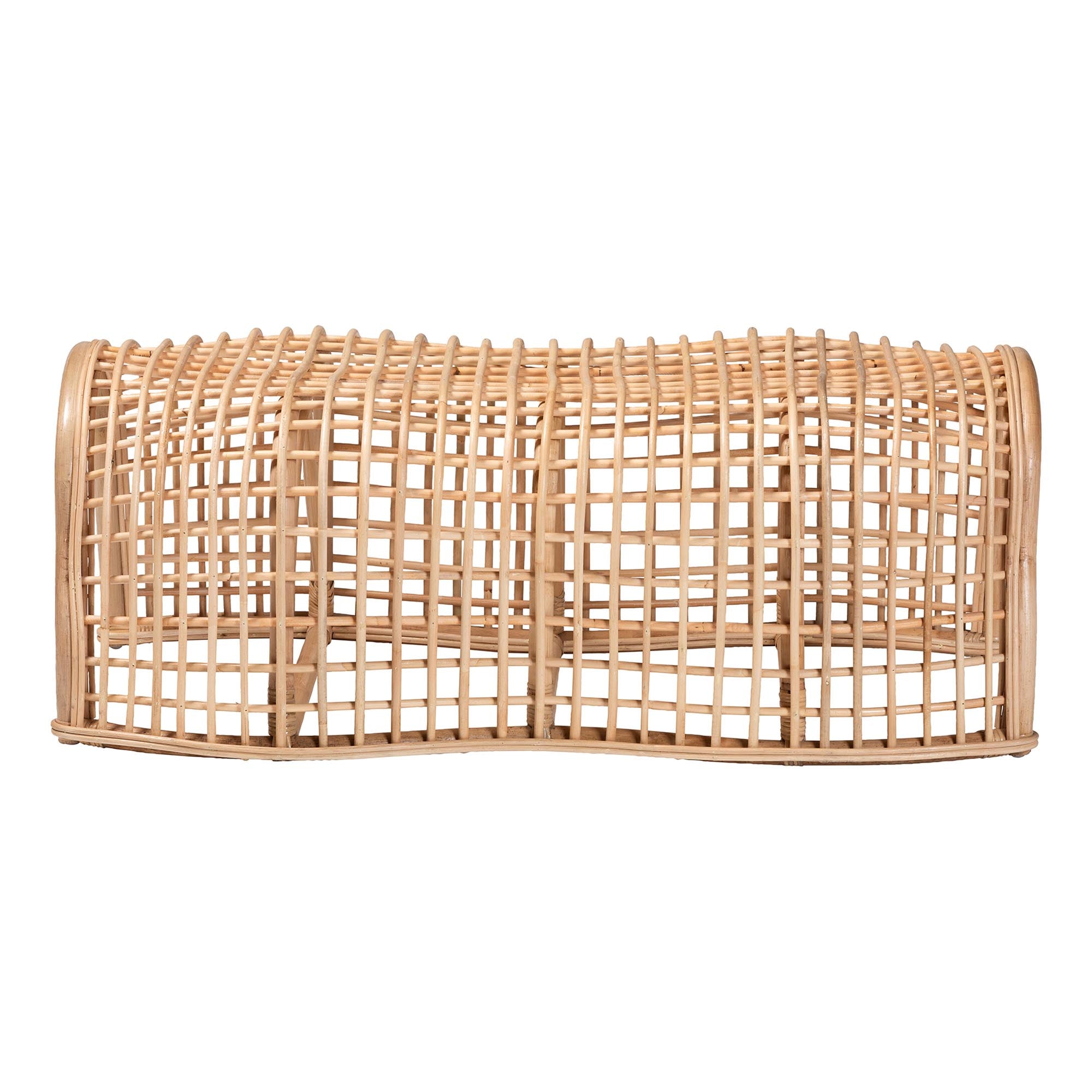 Daiki Natural Rattan Bench with Curved Frame - Lightweight Decorative Accent Seating for Entryway, Bedroom, or Living Room