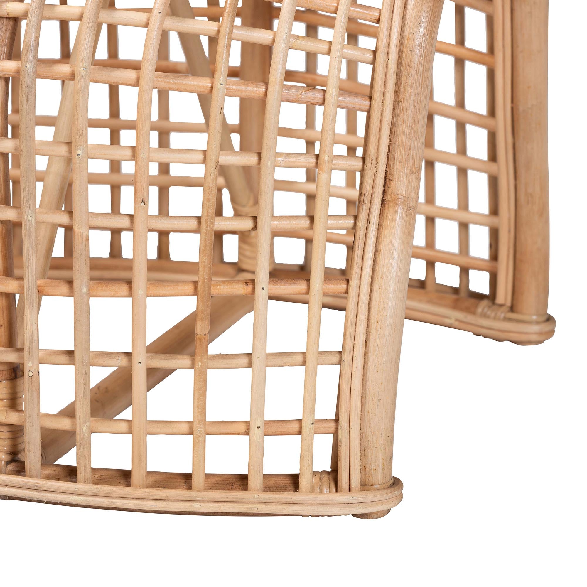 Daiki Natural Rattan Bench with Curved Frame - Lightweight Decorative Accent Seating for Entryway, Bedroom, or Living Room