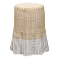 Sarna Natural Rattan End Table - Handwoven Wicker Accent Table with Scalloped Base and Two-Tone Finish, Boho Coastal Style Side Table
