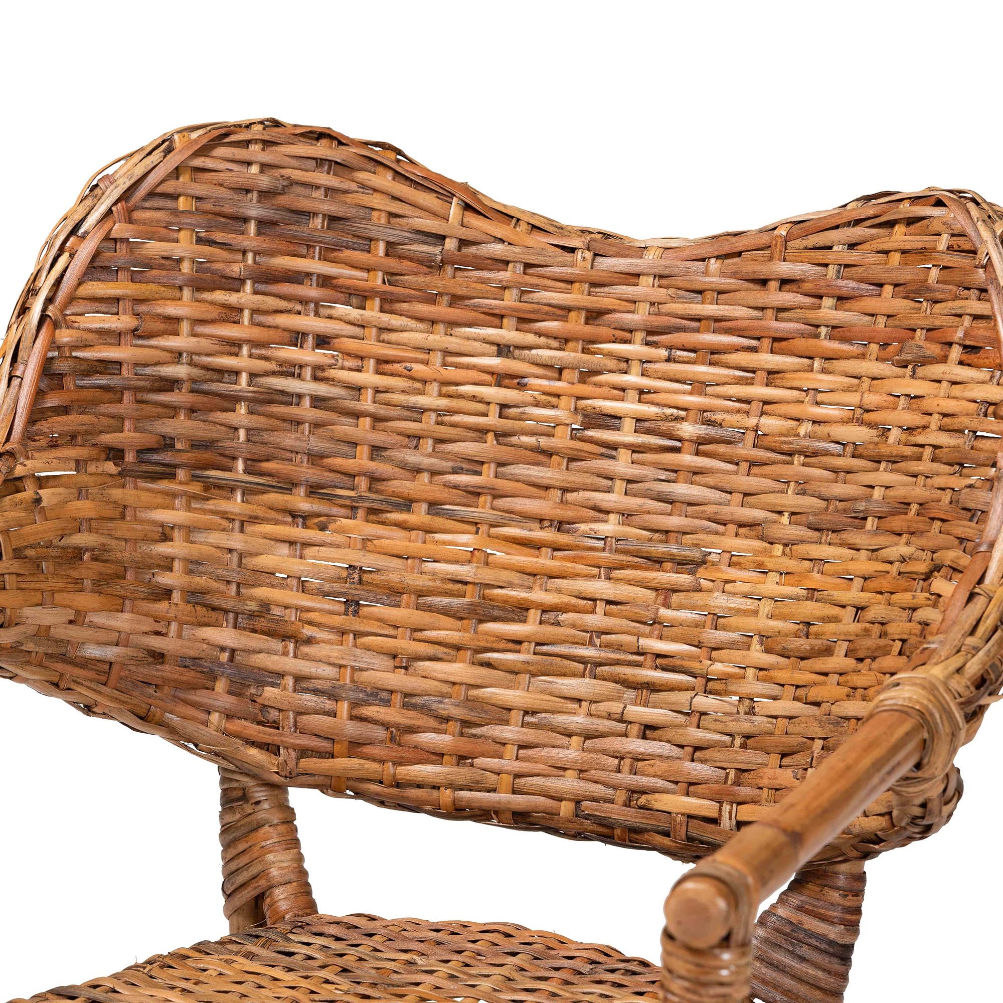 Tara 2-Piece Natural Rattan Dining Chair - Handwoven Wicker Armchair with Curved Backrest, Boho Coastal Seating