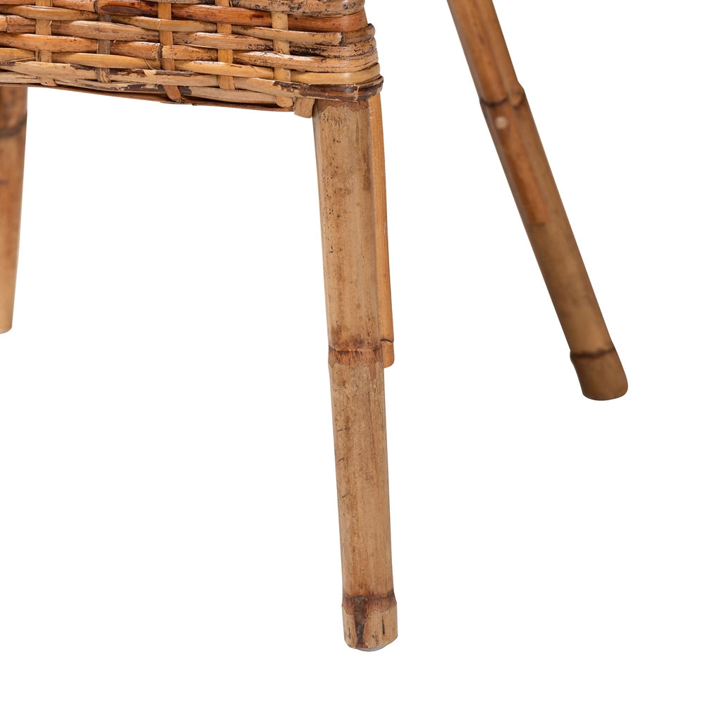 Tara 2-Piece Natural Rattan Dining Chair - Handwoven Wicker Armchair with Curved Backrest, Boho Coastal Seating