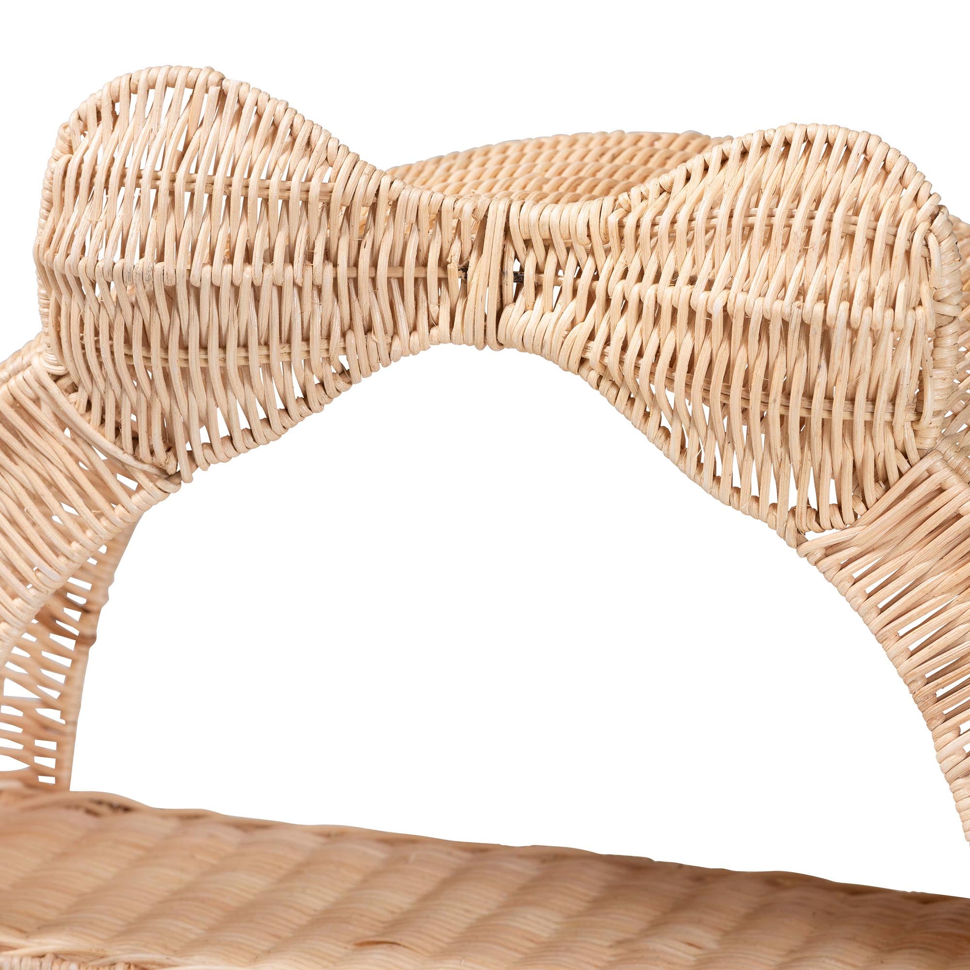 Creusa Natural Rattan Wall Shelf - 3-Tier Decorative Storage Rack with Arched Frame and Woven Bow Accent, Boho Coastal Display Shelf