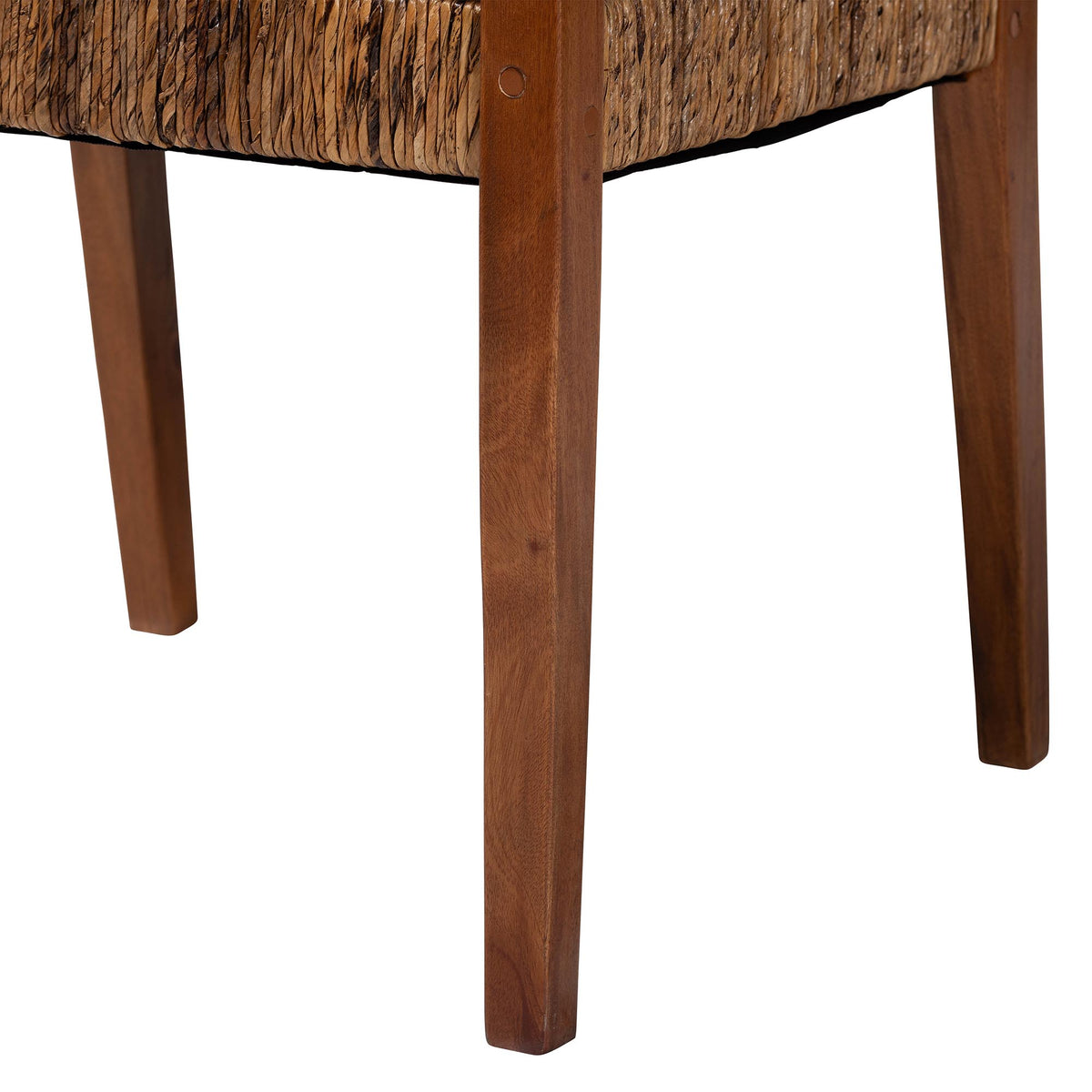 Chabela 2-Piece Handwoven Seagrass Armchairs - Solid Mango Wood Frame Dining Chair with Woven Seat and Backrest, Rustic Boho Style Kitchen or Dining Room Seating, Medium Brown