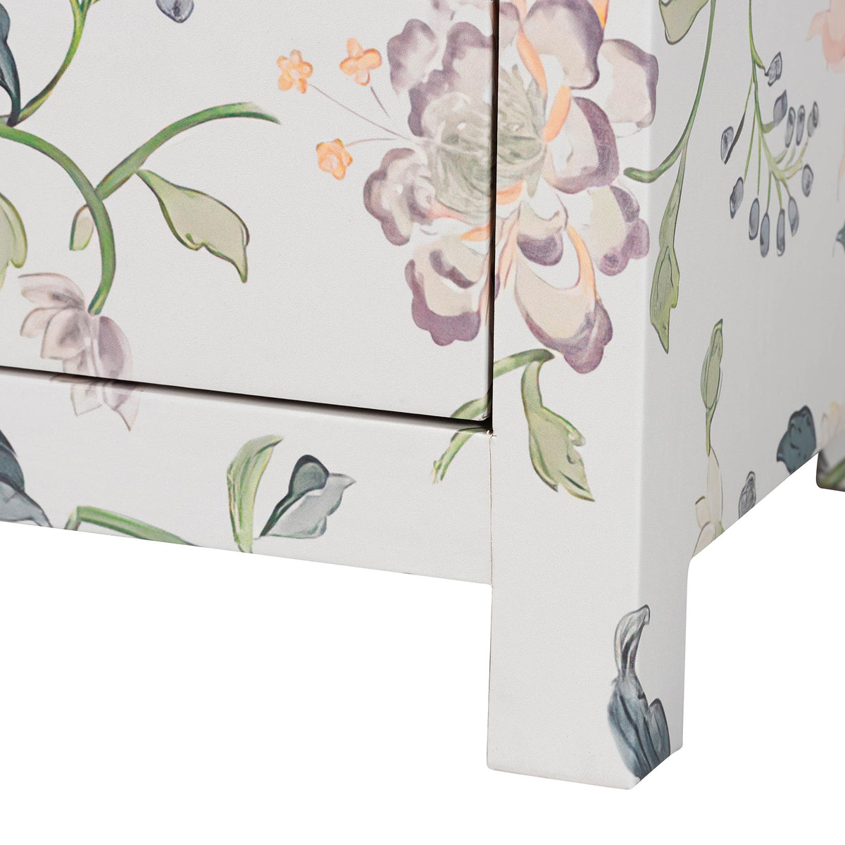 Connery Floral  End Table - 3-Drawer Decorative Accent Storage Cabinet
