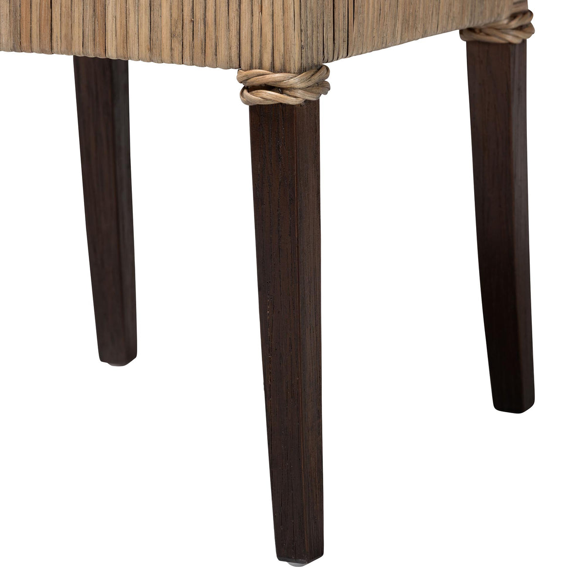 Fatima Natural Rattan Dining Chair with Cushion - Handwoven Wicker Side Chair with Basketweave Back and Seat, Coastal Boho Seating for Dining Room or Kitchen