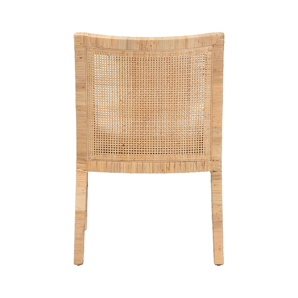 Alexis Natural Rattan Dining Chair - Handcrafted Wingback Accent Chair with Woven Back and Removable Seat Cushion, Coastal Boho Seating for Kitchen or Dining Room