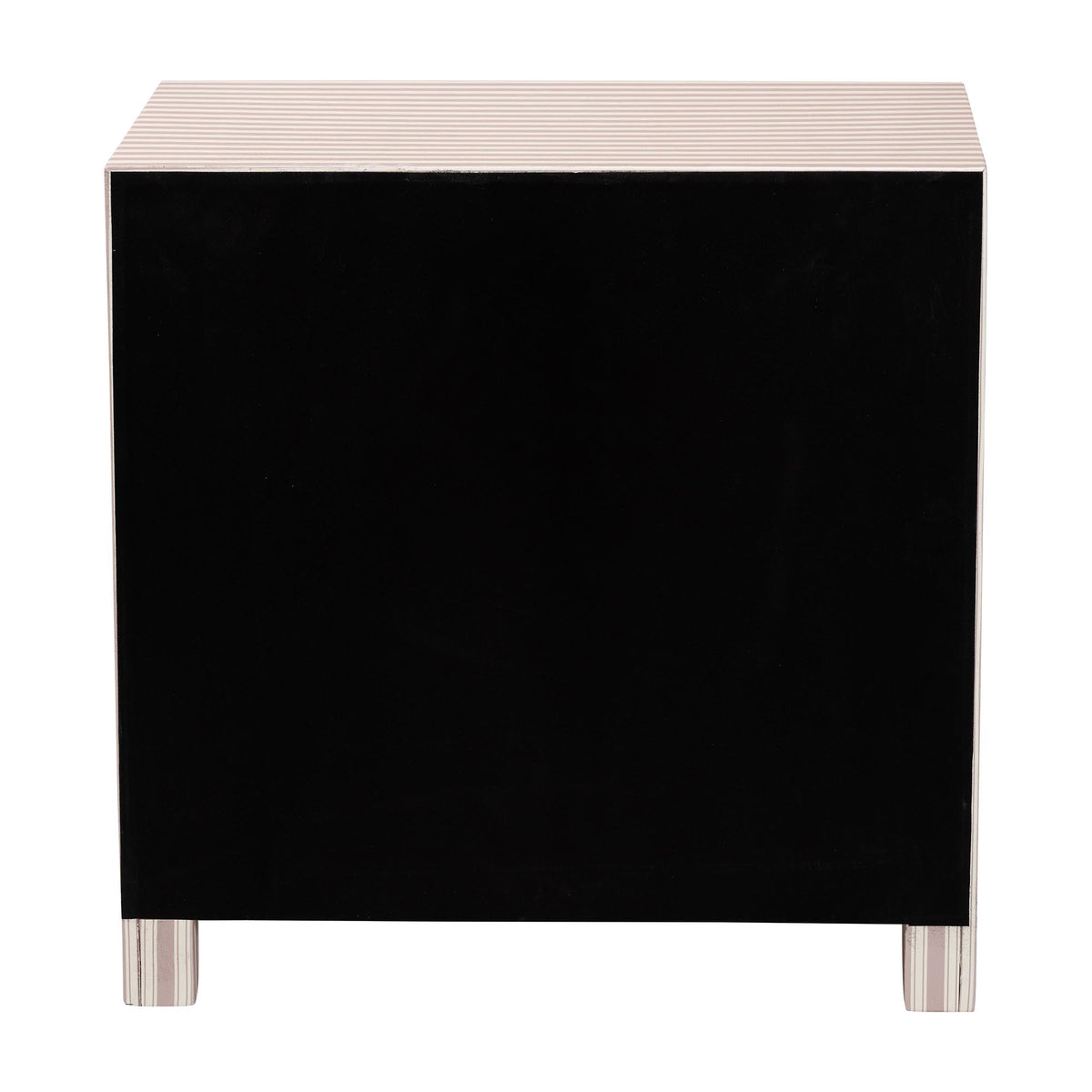 Javianne End Table with Striped Faux Leather - 3-Drawer Storage Cabinet with Gold Knobs