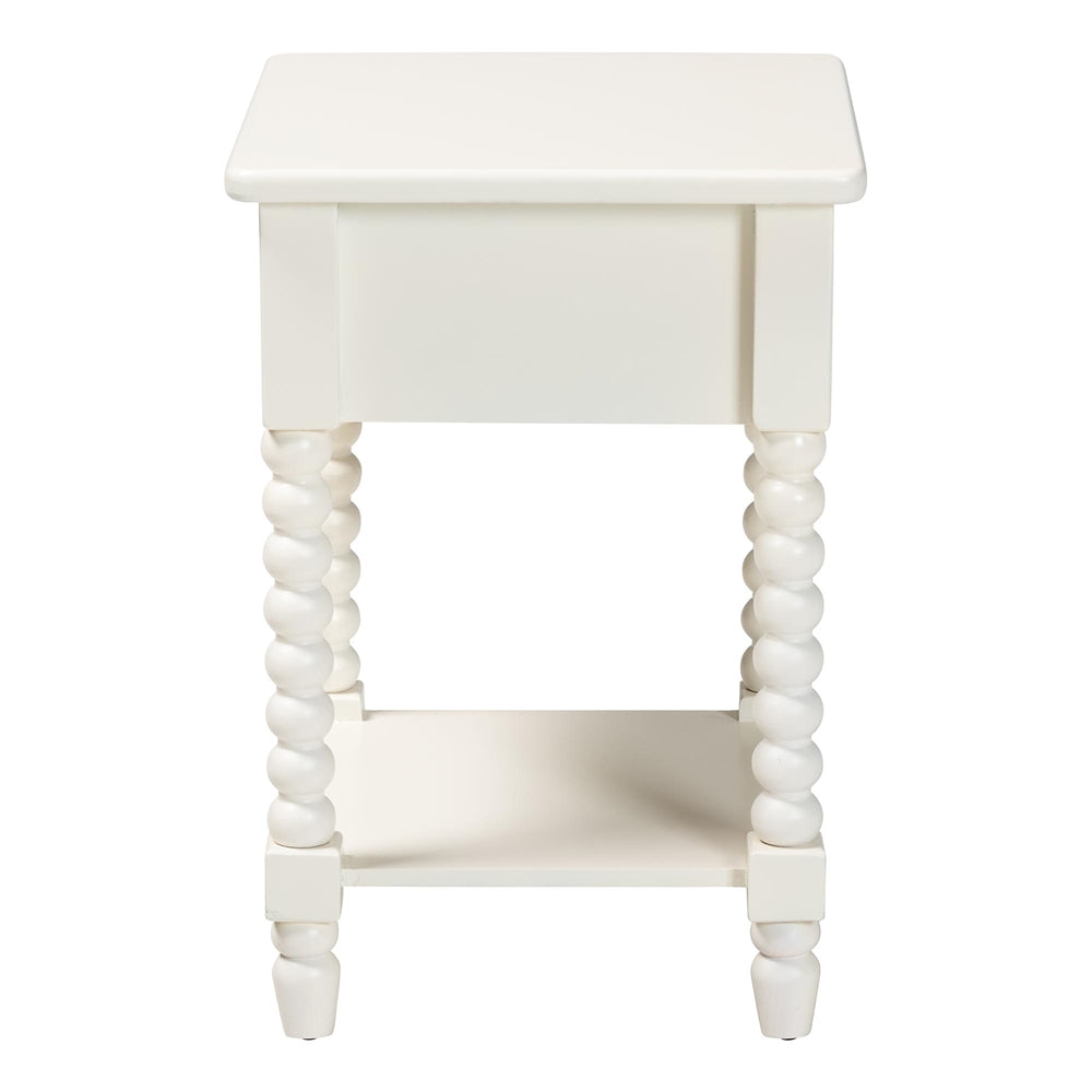 Raynera End Table with Bobbin Legs - 1-Drawer Accent Table with Spindle Turned Legs and Open Shelf, Cottage Farmhouse Style Side Table for Living Room