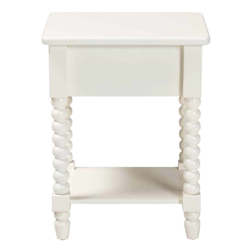 Raynera End Table with Bobbin Legs - 1-Drawer Accent Table with Spindle Turned Legs and Open Shelf, Cottage Farmhouse Style Side Table for Living Room