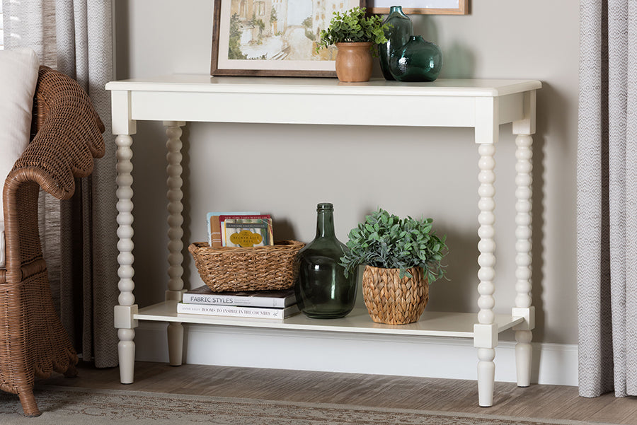 Bayard Console Table with Bobbin Legs - Spindle Leg Accent Table with Shelf, Cottage Farmhouse Entryway or Living Room Furniture